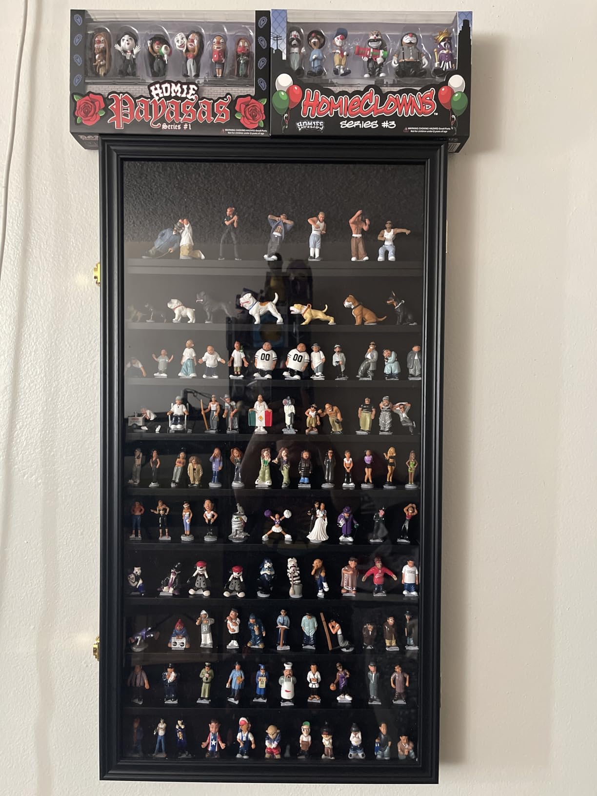 Building Block Toy Minifigures Miniatures Thimble Display Case Wall Cabinet Standing Plates Included, UV Protection Door Black Finish Frame customer photo 2