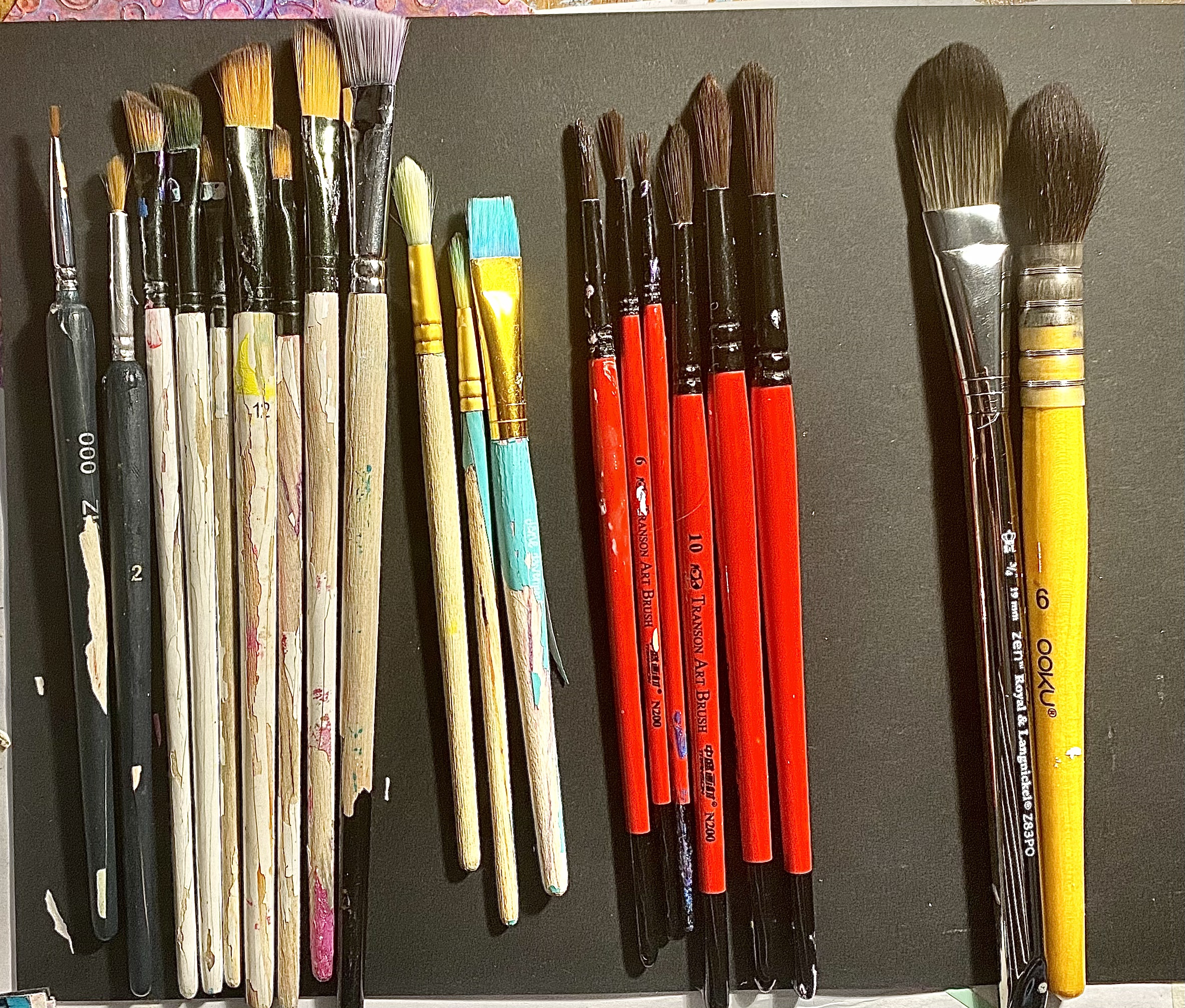 Transon Round Paint Brush Set 9pcs Synthetic Sable Hair for Acrylic Painting Watercolor Painting Gouache Ink Craft and Detail Painting customer photo 1