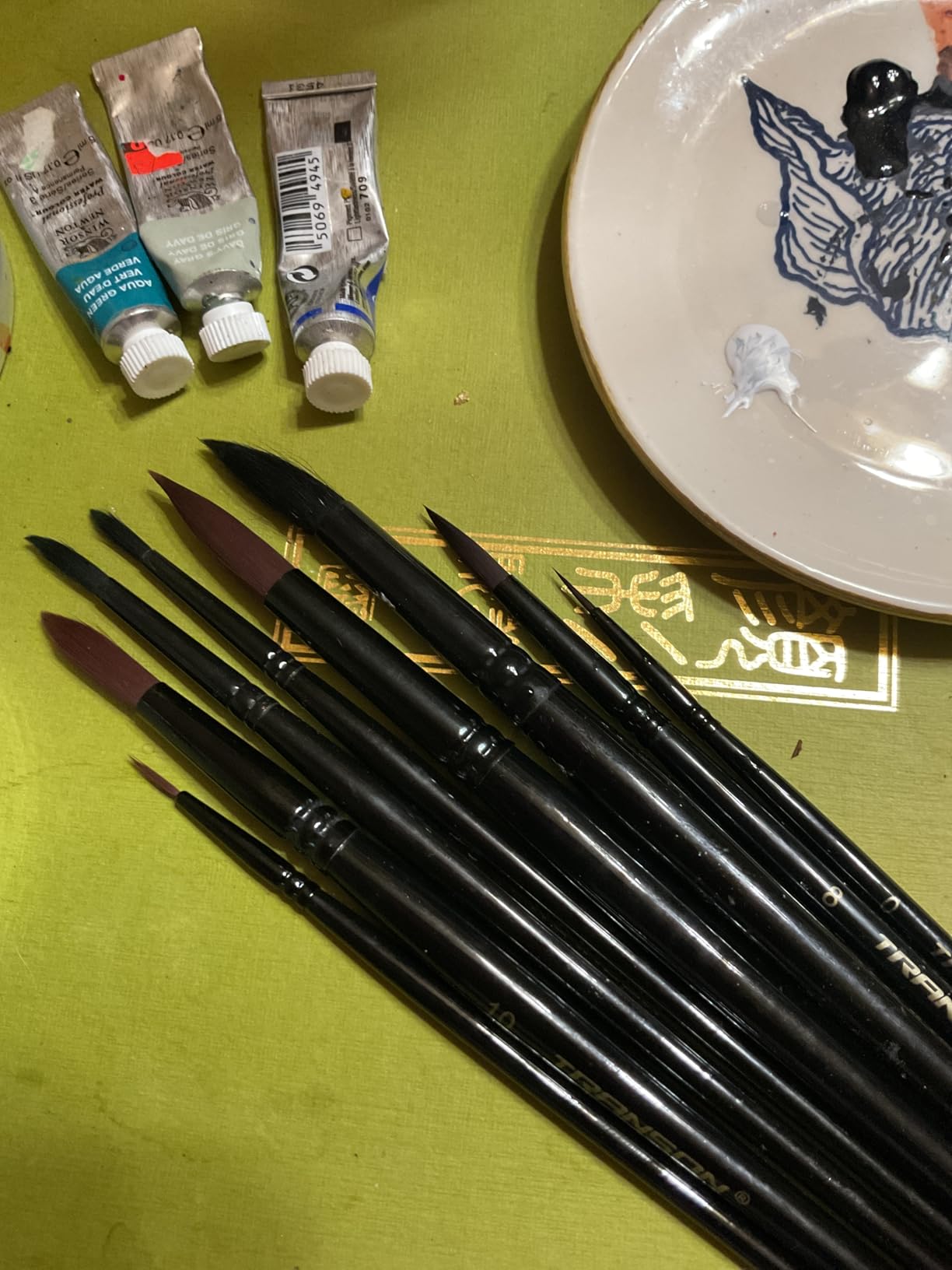 Transon Round Paint Brush Set 9pcs Synthetic Sable Hair for Acrylic Painting Watercolor Painting Gouache Ink Craft and Detail Painting customer photo 2