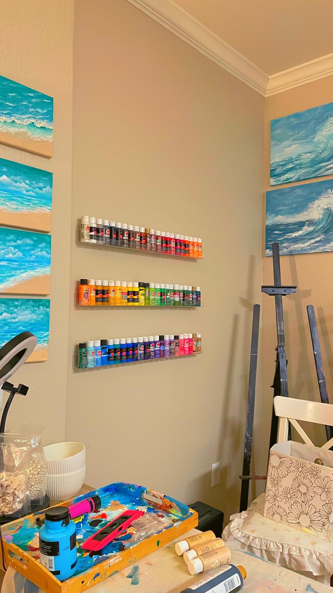 Coward 6 Piece Acrylic Nail Polish Organizer Rack Wall Mounted, Essential oil Display Stand, Alcohol ink Paint Storage Holder, displays 90 Bottles customer photo 2