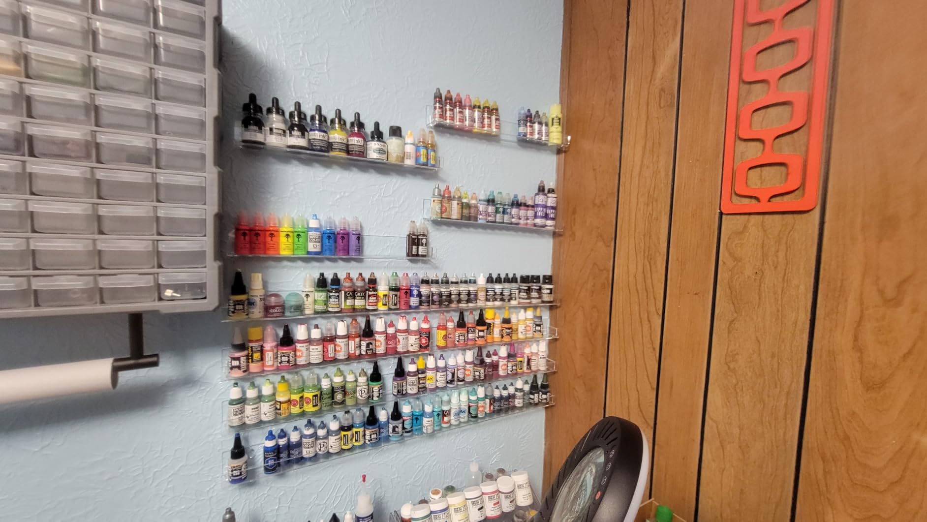 FEMELI Nail Polish Wall Rack: 6 Shelves 15 Inch Acrylic Nail Polish Holder Organizer for 66-90 Bottles, Multi-Purpose Acrylic Floating Shelves (15 Inch, Black) customer photo 1