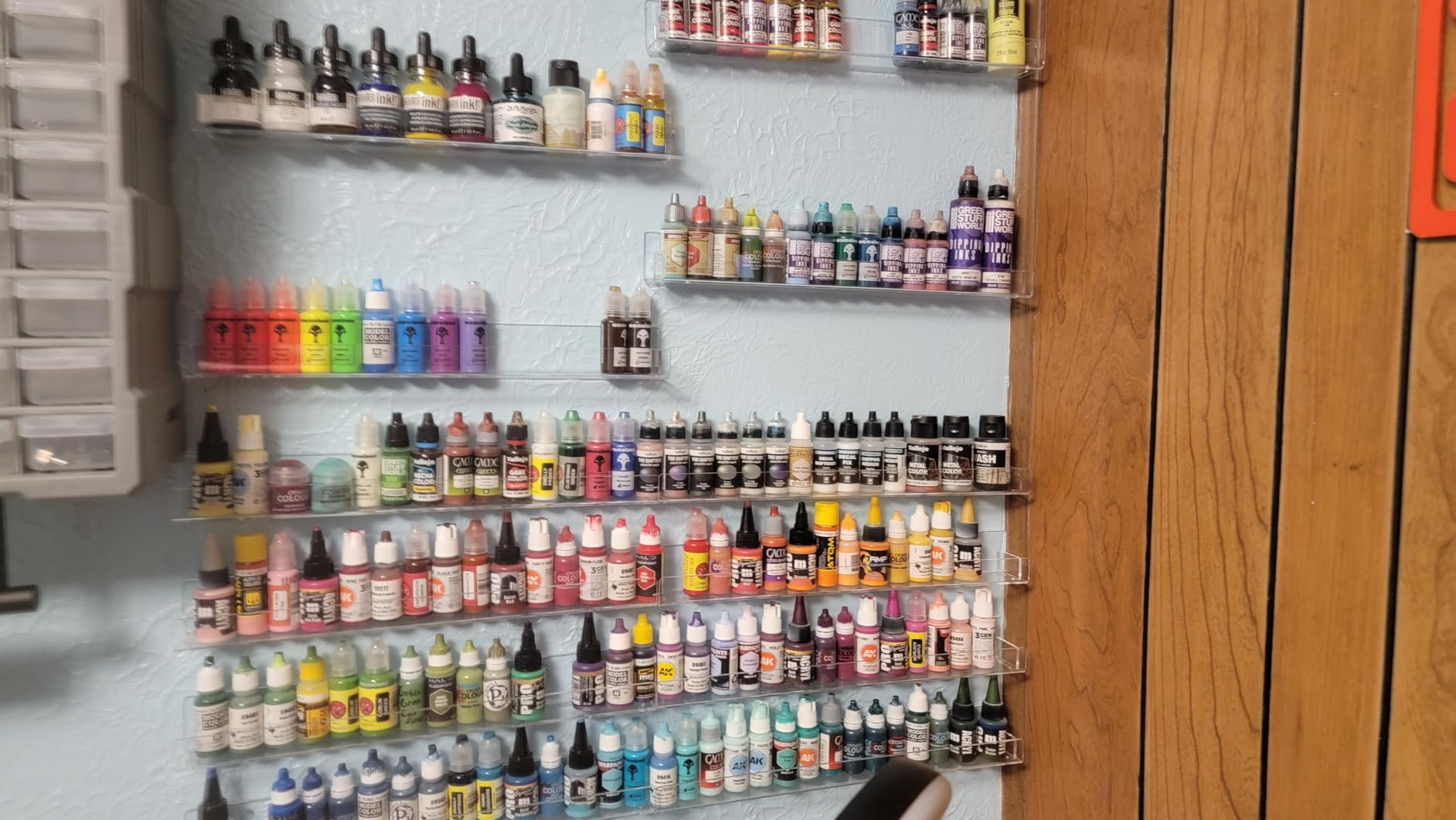 FEMELI Nail Polish Wall Rack: 6 Shelves 15 Inch Acrylic Nail Polish Holder Organizer for 66-90 Bottles, Multi-Purpose Acrylic Floating Shelves (15 Inch, Black) customer photo 2