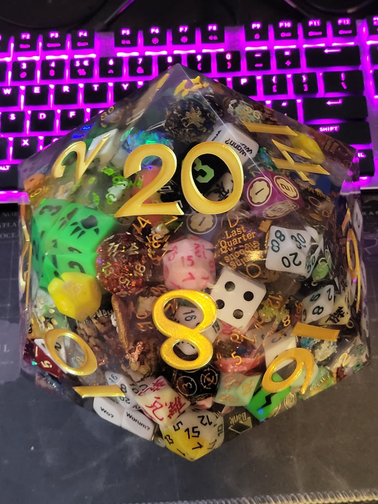 UDIXI Obsidian Gemstone Dice Set 7PCS Stone DND Dice with Gift Case for Role Playing Game and Other Tabletop Games (Frosted Obsidian) customer photo 1