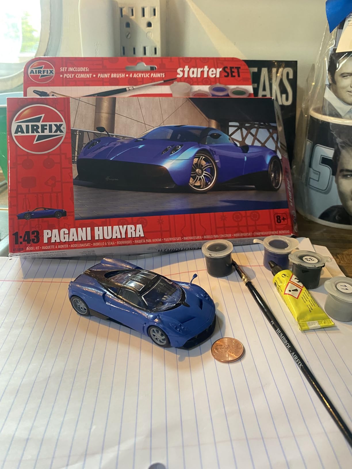 Starter Set Model Kit Car - A55008 Pagani Huayra - 1:43 Scale Plastic Car Kits to Build and Paint for Adults & Kids 14+, Includes Paints - Mens Hobbies Kits, Skill Lvl. 1 customer photo 1
