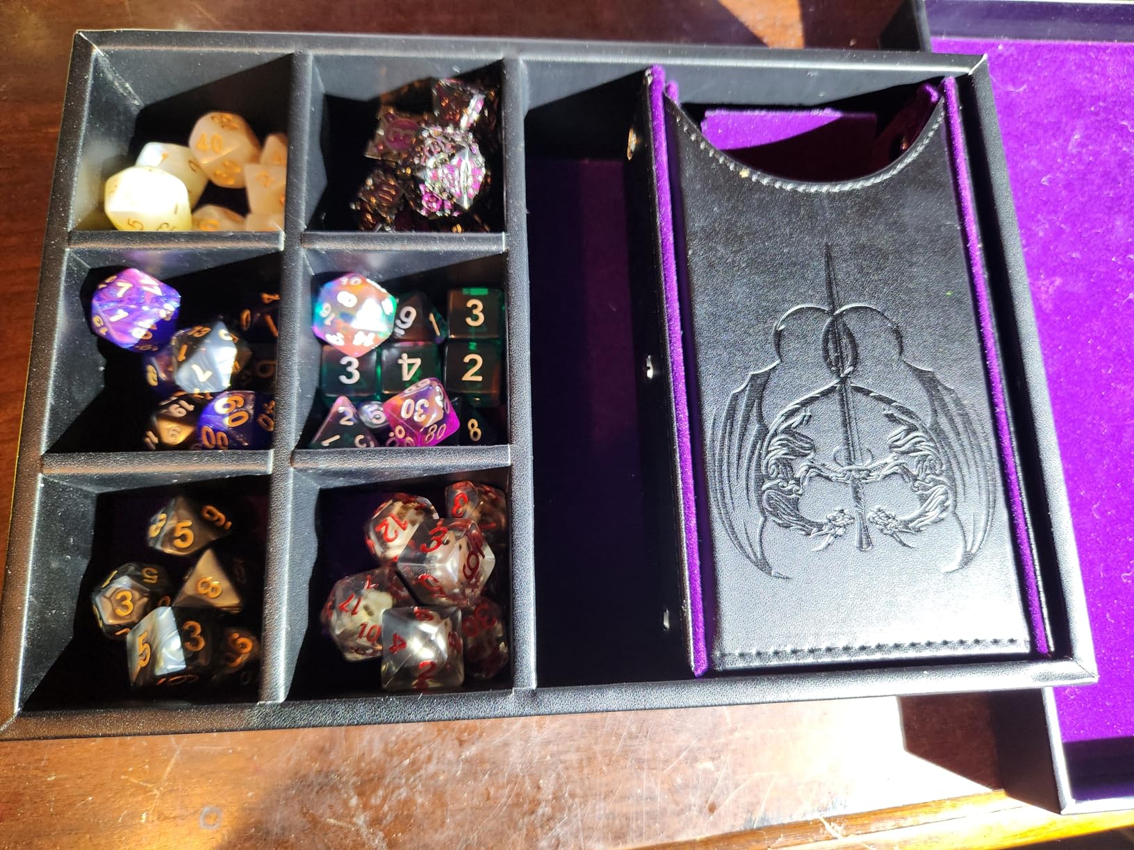 Grajar DND Dice Tray and Dice Tower with Storage, 3 in 1 Dice Rolling Tray with Lid, Portable Dice Box Storage, DND dice Holder for Dungeons and Dragons D&D RPG MTG Table Games - Purple customer photo 2