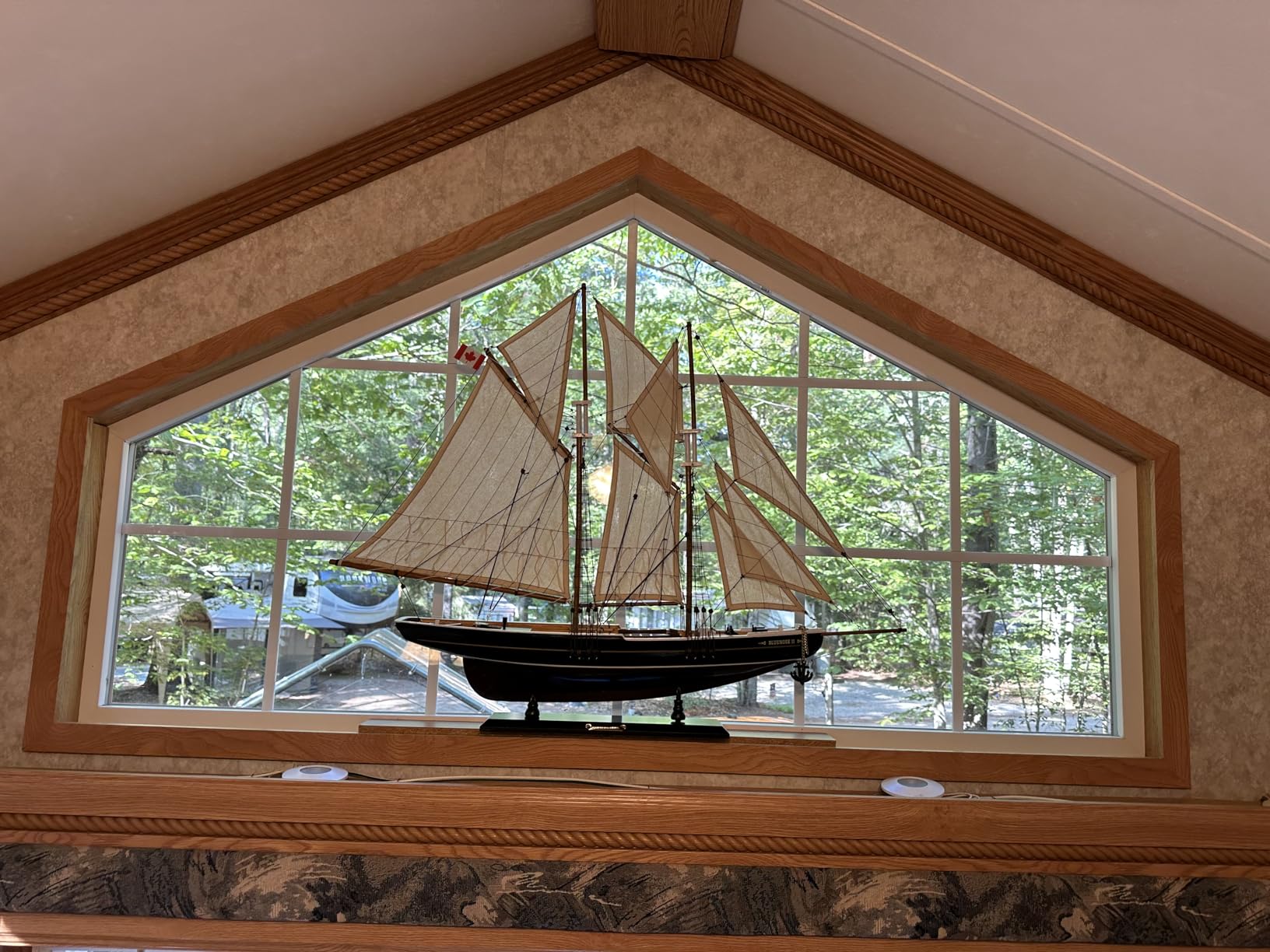 SAILINGSTORY Wooden Sailboat Model Ship Bluenose 1/85 Scale Replica Schooner Sailboat Decor Medium customer photo 1