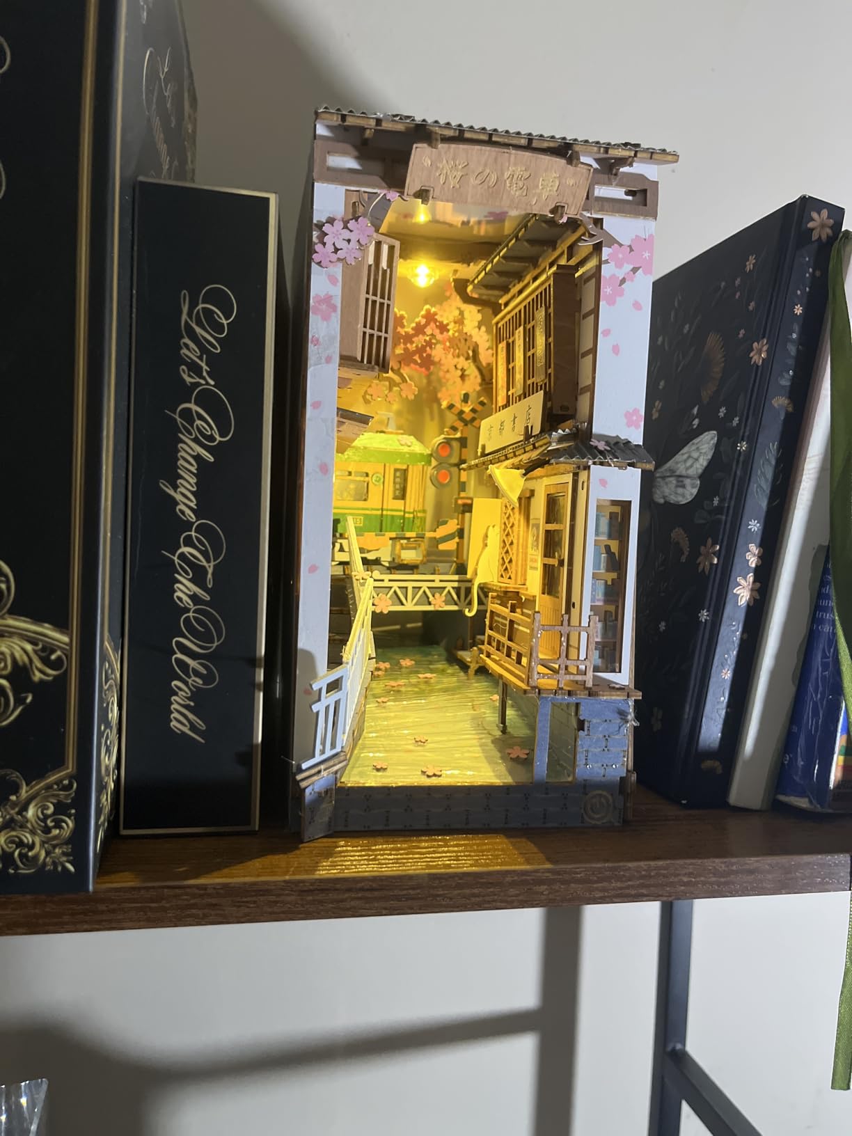DIY Book Nook Kit DIY Miniature Dollhouse Booknook Kit 3D Wooden Puzzle with LED Light - Sakura Tram customer photo 1