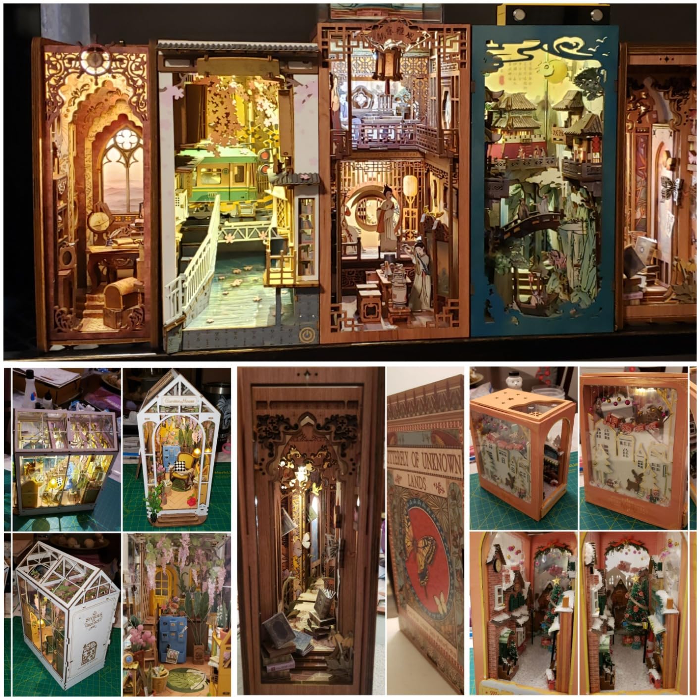 DIY Book Nook Kit DIY Miniature Dollhouse Booknook Kit 3D Wooden Puzzle with LED Light - Sakura Tram customer photo 2