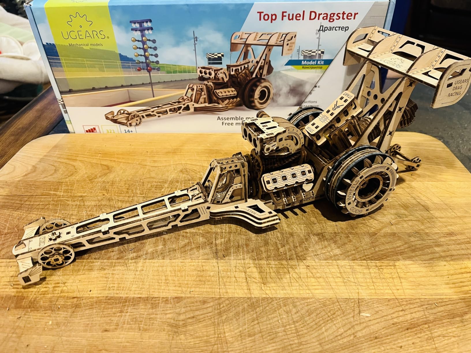 UGEARS Dragster Car Model Kit - Top Fuel Dragster Model Kits 3D Puzzle with Powerful Spring Motor - Drag Racing Model Car Kits 3D Puzzles for Self-Assembly - 3D Wooden Puzzles for Adults and Kids customer photo 2