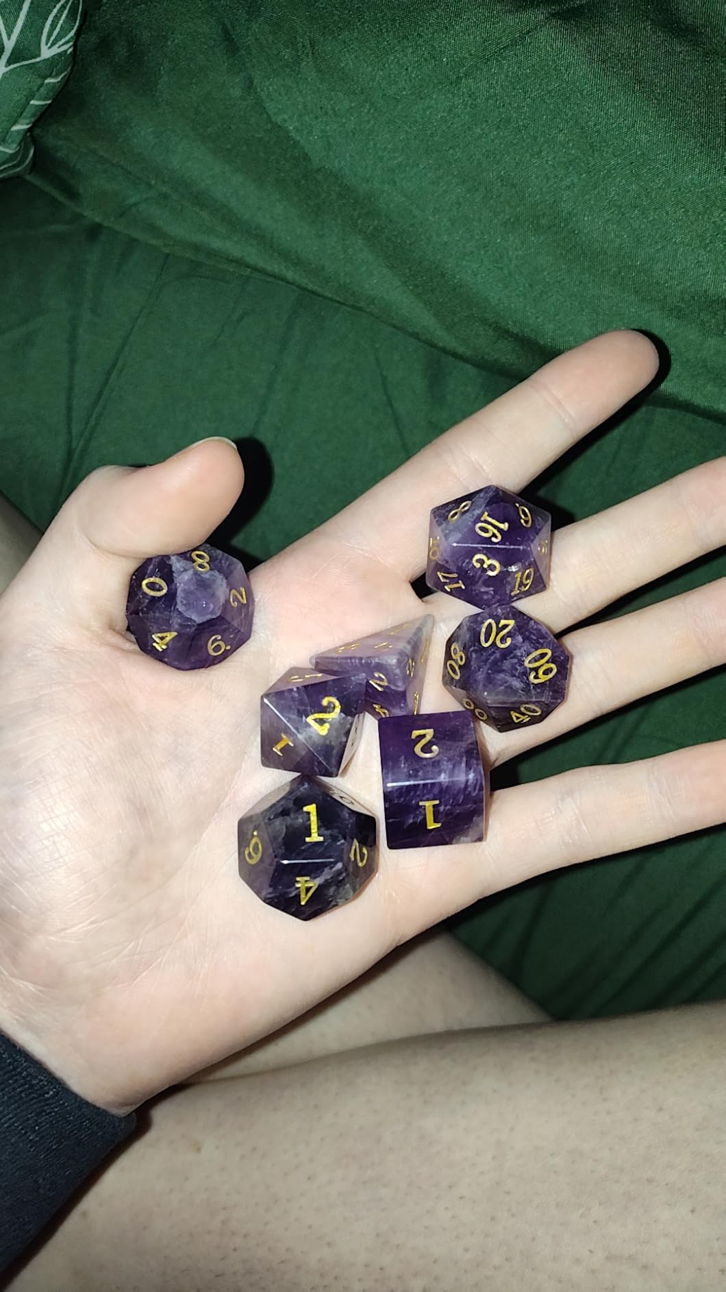 Natural Gemstone DND Dice Set,7 Pcs Labradorite Handmade Polyhedral D&D Dice with Gift Box for Dungeons and Dragons MTG Role Playing Games (Labradorite) customer photo 1