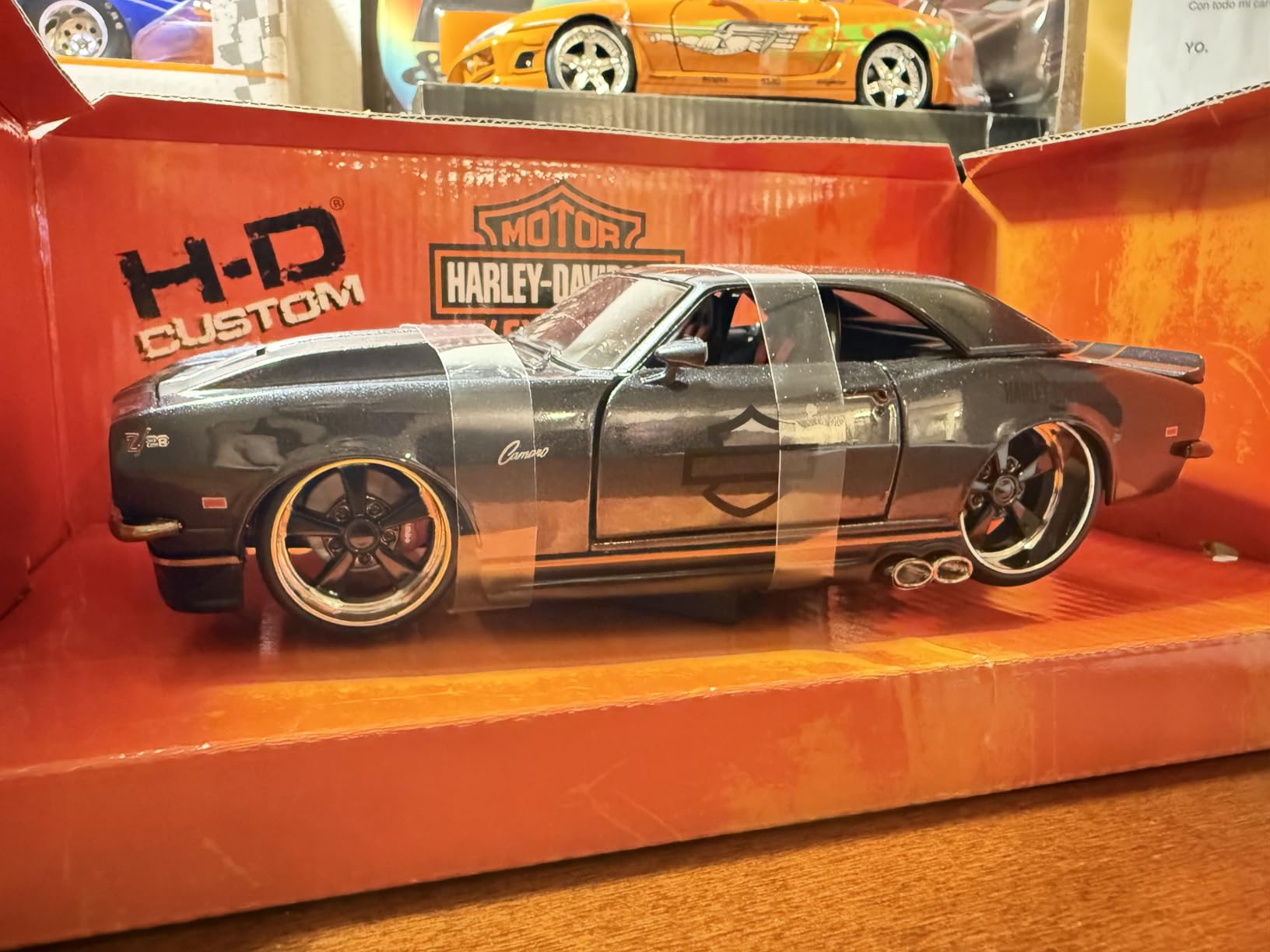1968 Chevrolet Camaro Z/28 Dark Gray Metallic with Black and Orange Stripes Harley Davidson H-D Custom 1/24 Diecast Model Car by Maisto customer photo 1