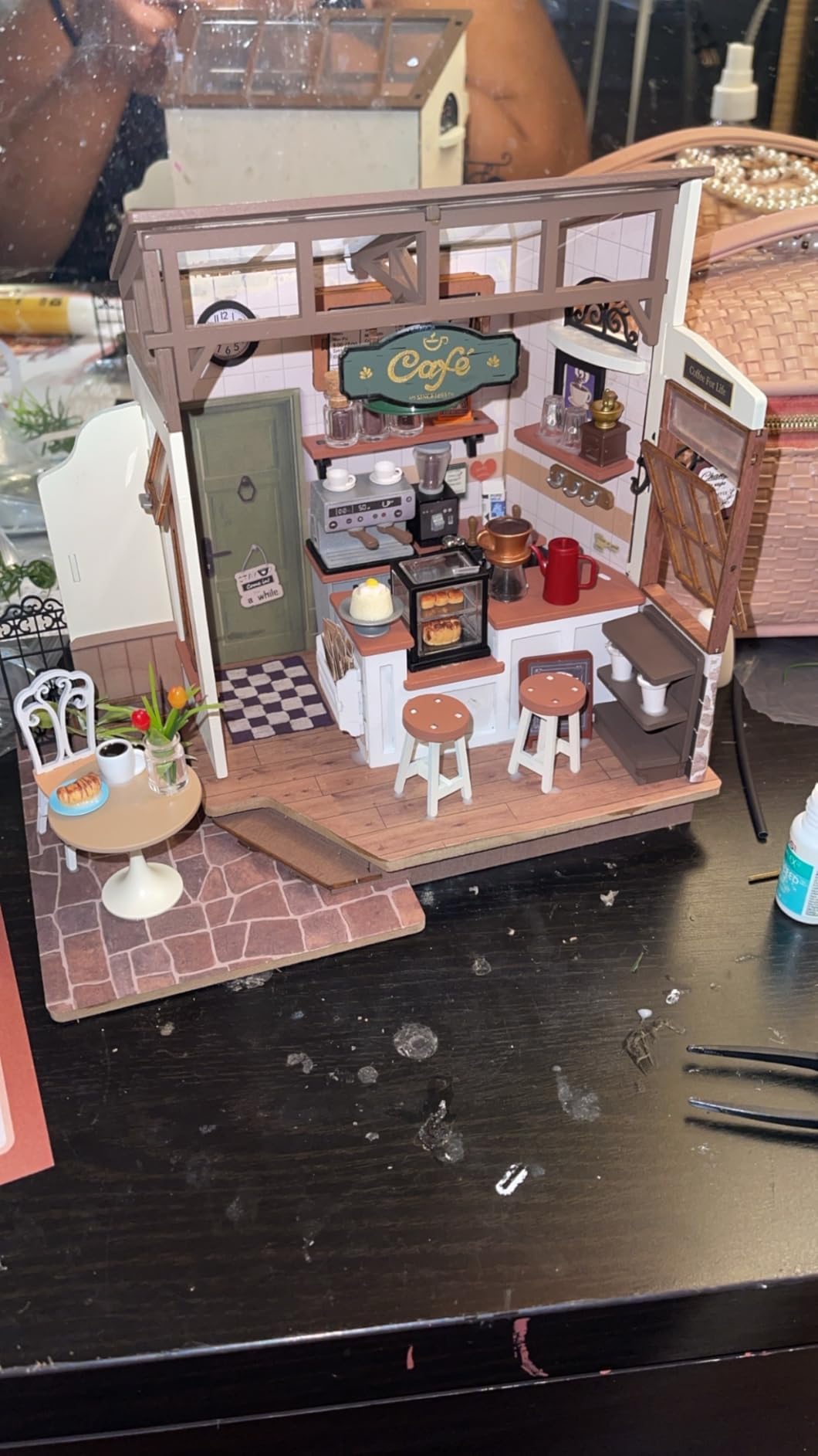 Miniature Dollhouse Kit, Coffee Shop Miniature Dollhouse Kits for Adults to Build, Wooden Mini House Model with LED Lights DIY Crafts Birthday Gifts and Hobbies Home Decor customer photo 1