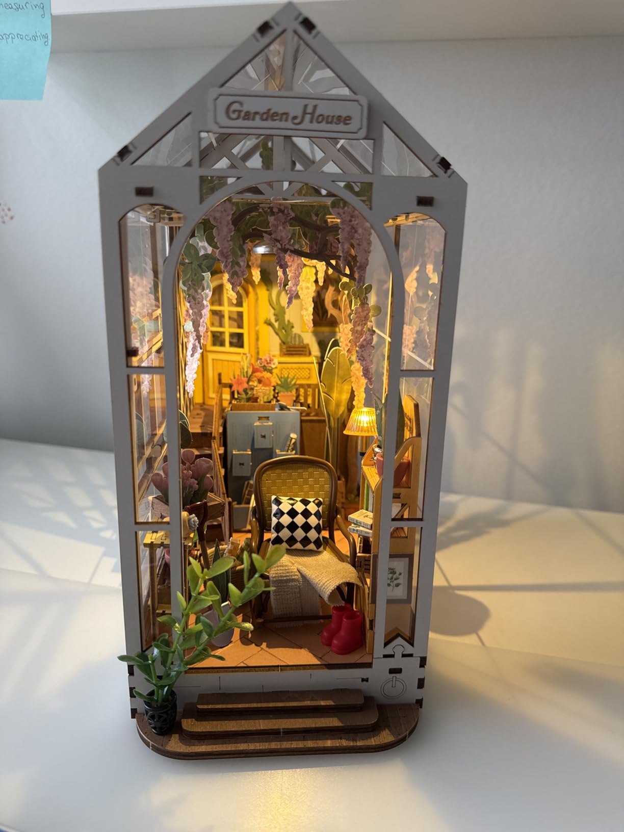 Book Nook Kit - DIY Miniature House Kit, 3D Wooden Puzzle Booknook, Bookend Bookshelf Insert Decor with LED Light, DollhouseTiny House Hobby Diorama Kit Unique Gifts (Garden House) customer photo 1