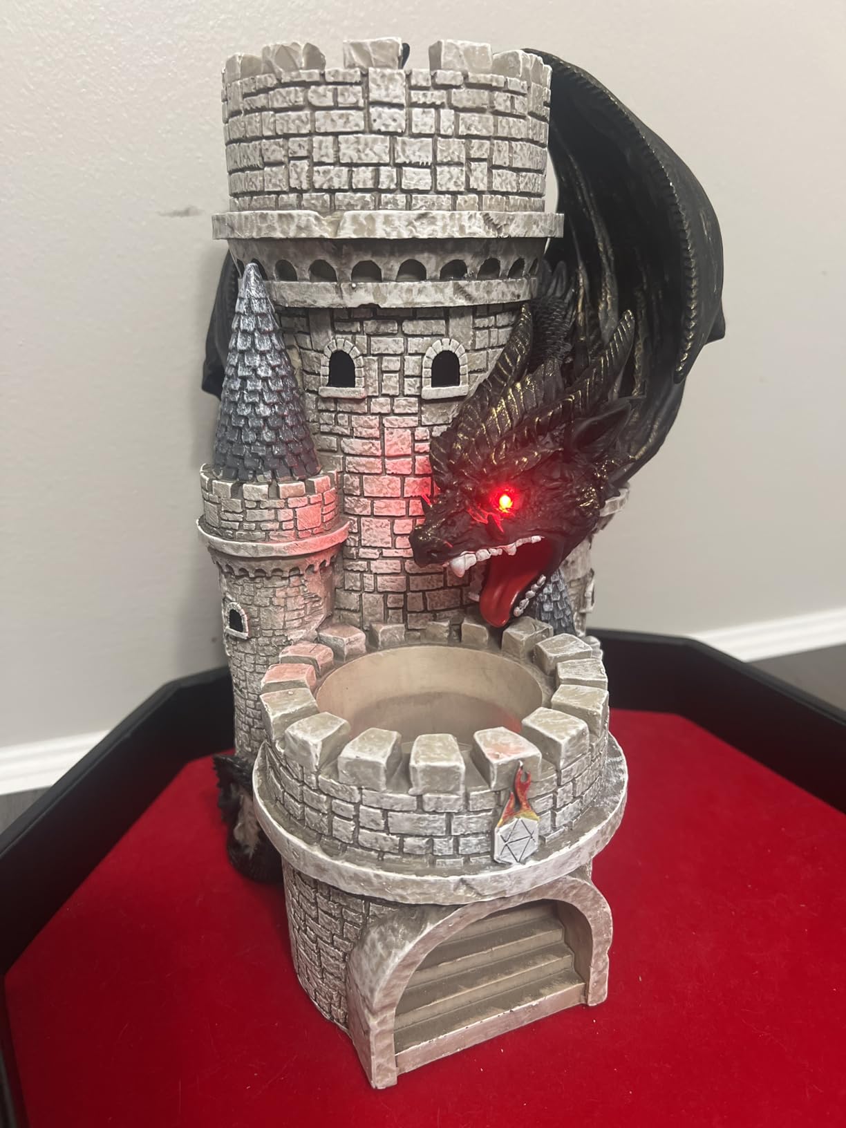 Forged Dice Co. Dragon's Keep Dice Tower - Hand Painted Dice Rolling Tower Castle with LED Lights, Made from Heavy Duty Resin - Compatible with DND Accessories, D&D 5e, and Standard RPG Dice (Black) customer photo 2
