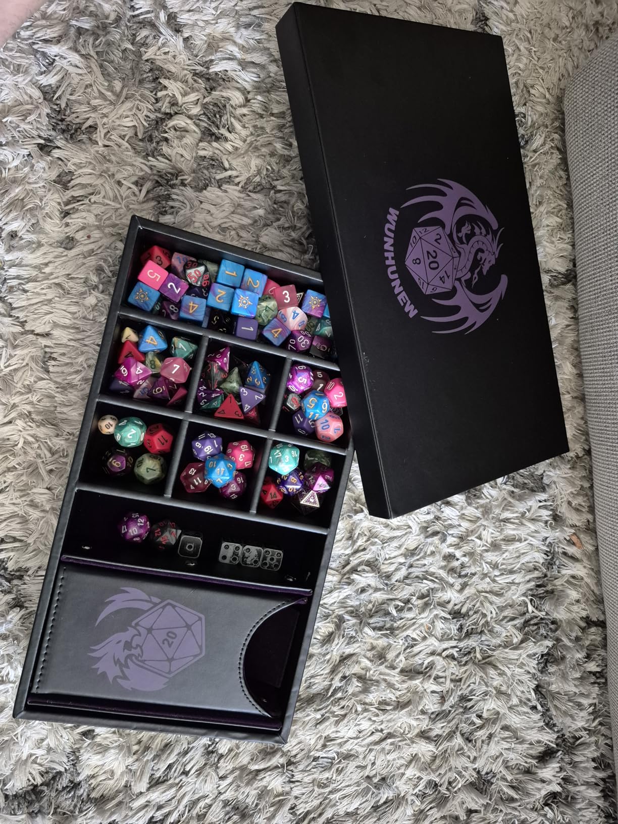 DND Dice Tray & Tower Storage Box, 4 in 1 D&D Dice Holder Case (Dice Rolling Tray, Dice Roller Tower, Dice & Miniature Storage), Great RPG Accessories Gifts for Dungeons and Dragons MTG DM & Player customer photo 1