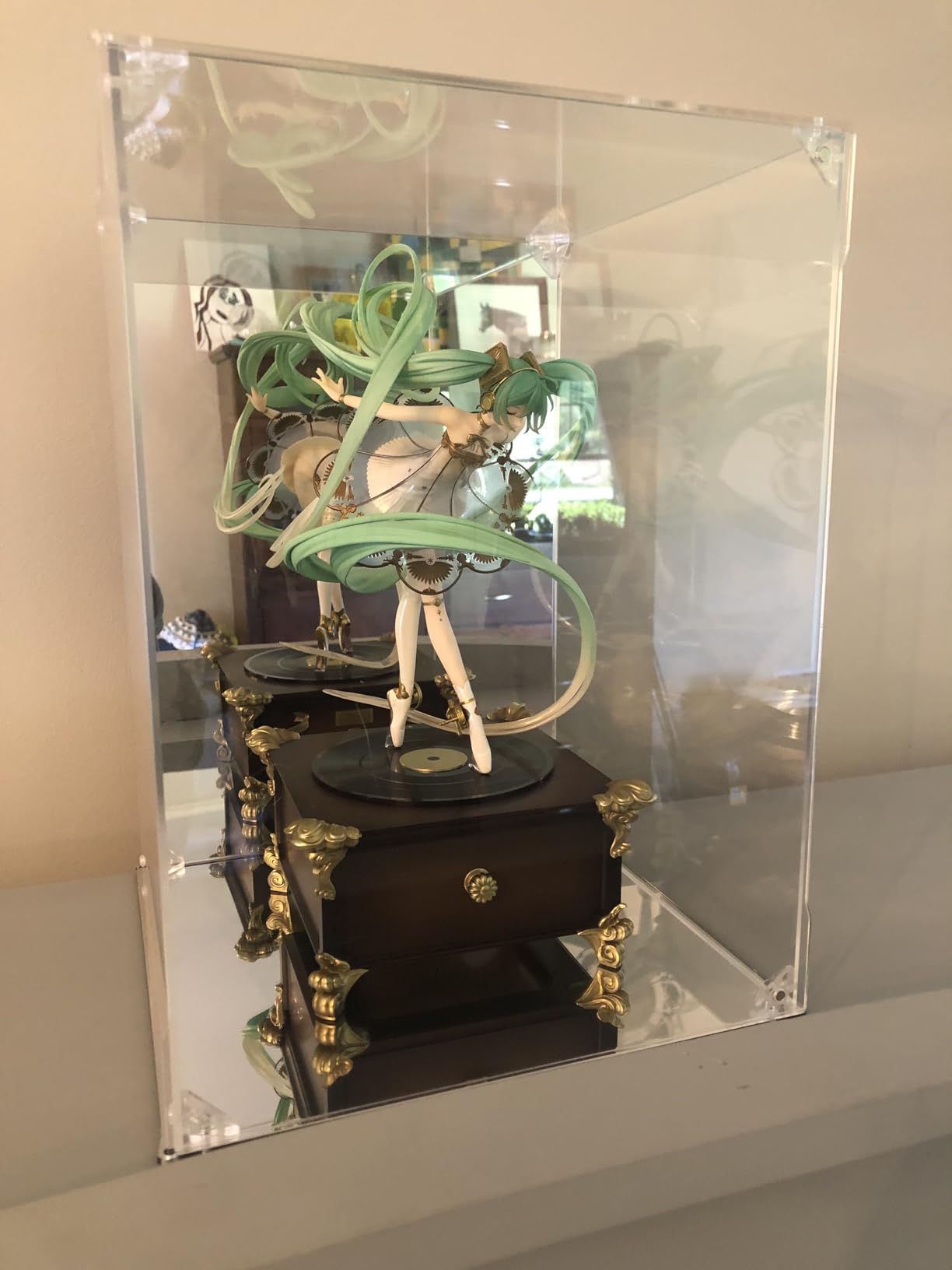 Acrylic Display Case, Mirrored Back and Base, UV Protected, Front Door with Magnetic Buckle, Display Box, Dustproof Showcase for Figures, Collections, Models, Toys (6x6x10 inch, 15x15x25 cm) customer photo 2