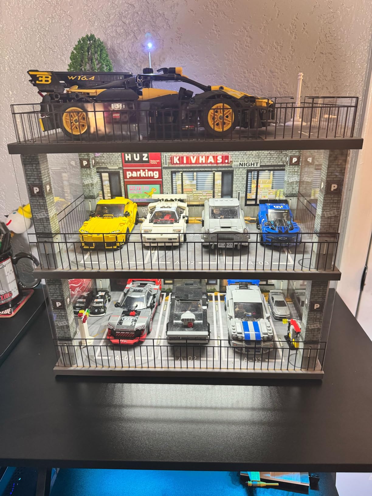 kivcmds 1:24 Scale Diecast Model Car Display Case Cabinet with USB Lights and Acrylic Cover, Diorama Garage for Sport Cars and Lego Speed Champions Car Collectibles customer photo 1