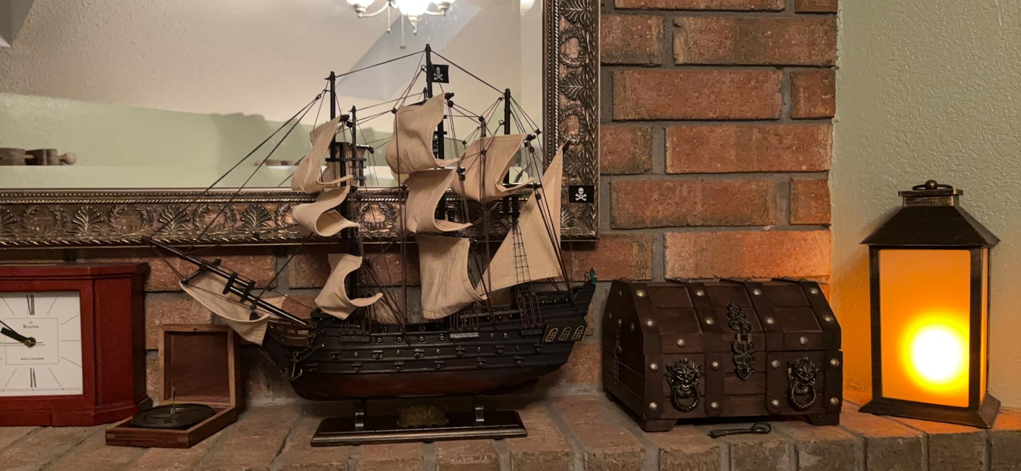 SAILINGSTORY Wooden Pirate Ship Model Black Pearl Sailing Ship Sailboat Decor 20.5