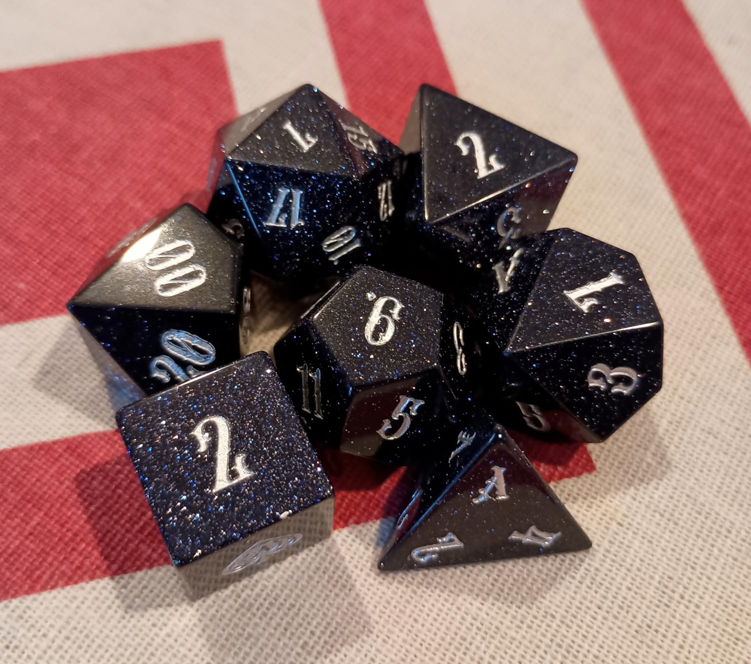 Truewon Stone Dice Set of 7 Handmade Dice for RPG DND Made by Natural Gemstones. (Amethyst Moon Stars Selected) customer photo 1