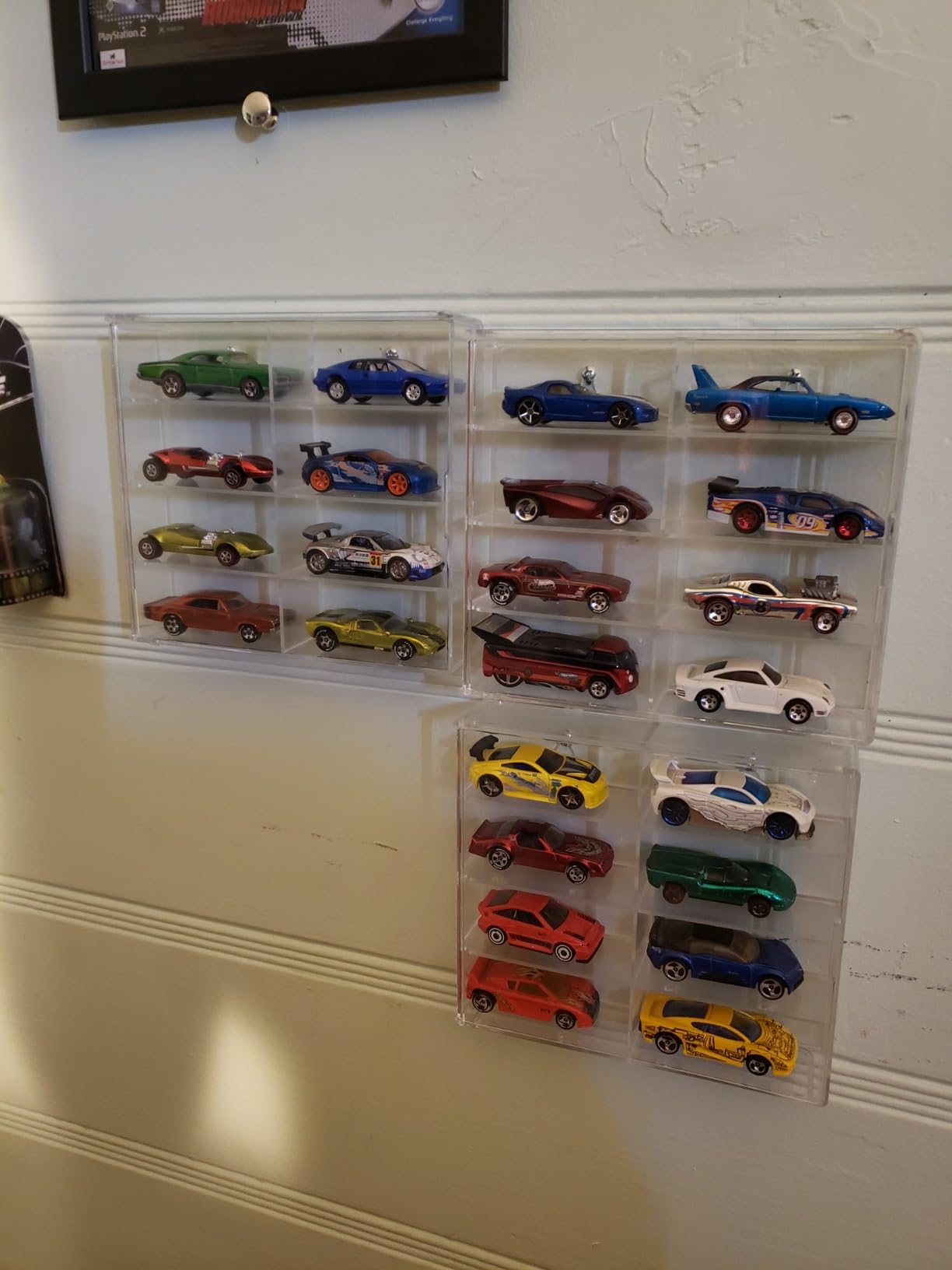 Display Case for 32 Hot Wheels/Matchbox Cars - Wall Mount, Stackable, Clear, Dustproof customer photo 1