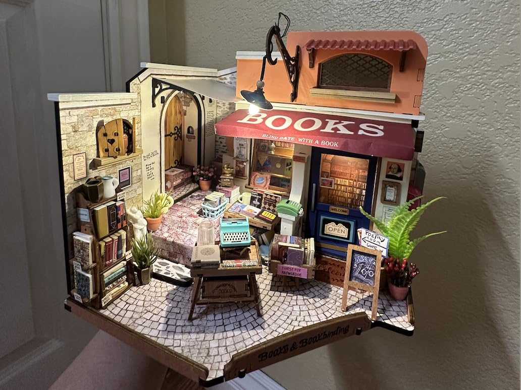 Rolife DIY Miniature House Kit 1:20 Scale Bookstore, Build Mini House Building Kit with LED Lights Craft Kits for Adults customer photo 2