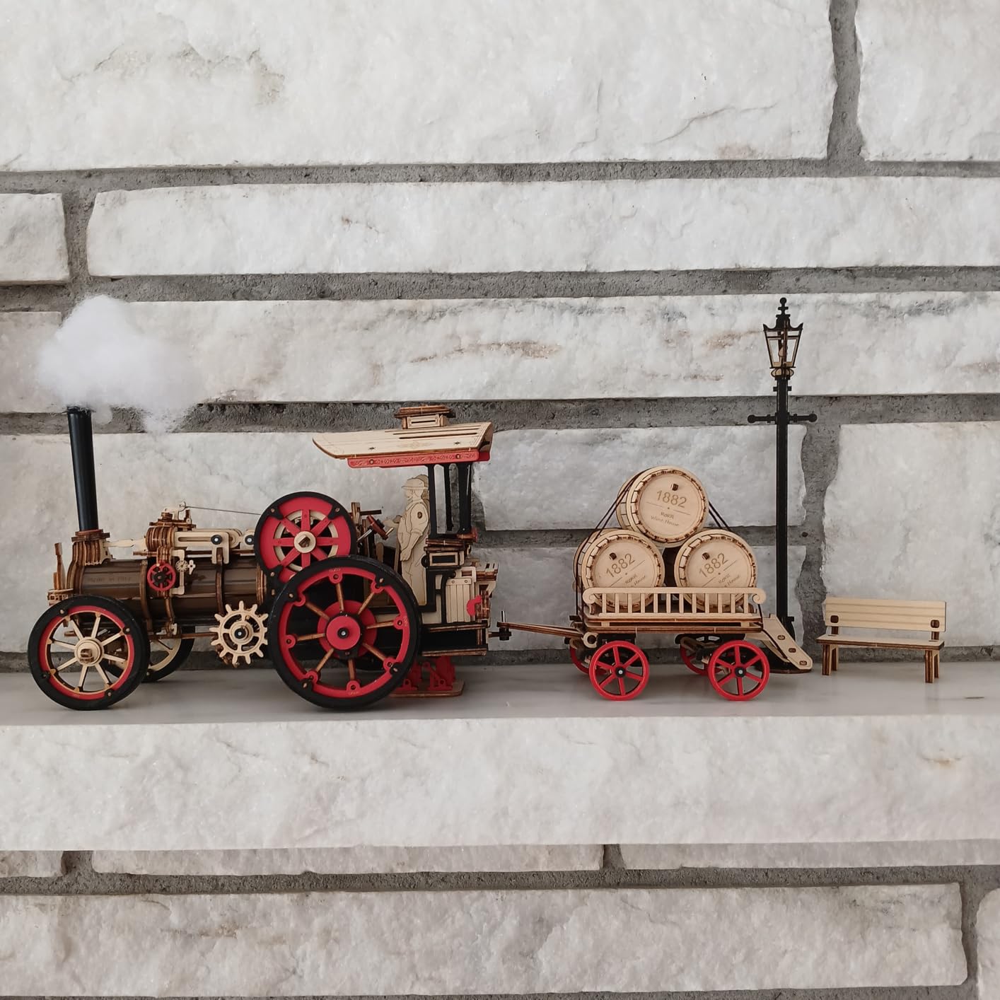 ROKR 3D Puzzle for Adults 469pcs Electric Vintage Car Steam Engine Model Kits, Mechanical Wooden Assembly Puzzles Vehicle DIY Hobbies Christmas Gifts for Men Women customer photo 1