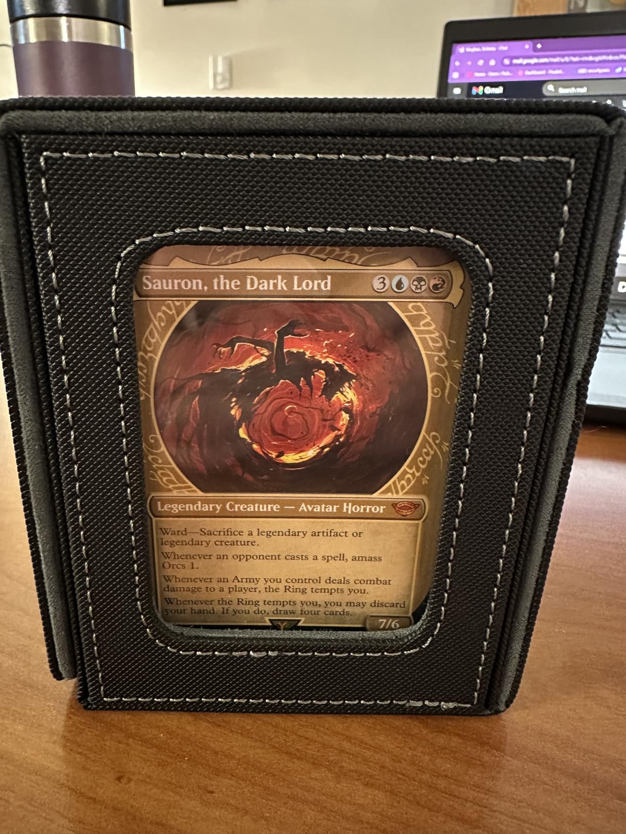 Mage Tech Card Deck Box for MTG Commander - Patented Design, Commander Display, Fits 100 Double-Sleeved Cards, 35pt Card Brick & Dice Tray - Black/Green customer photo 1