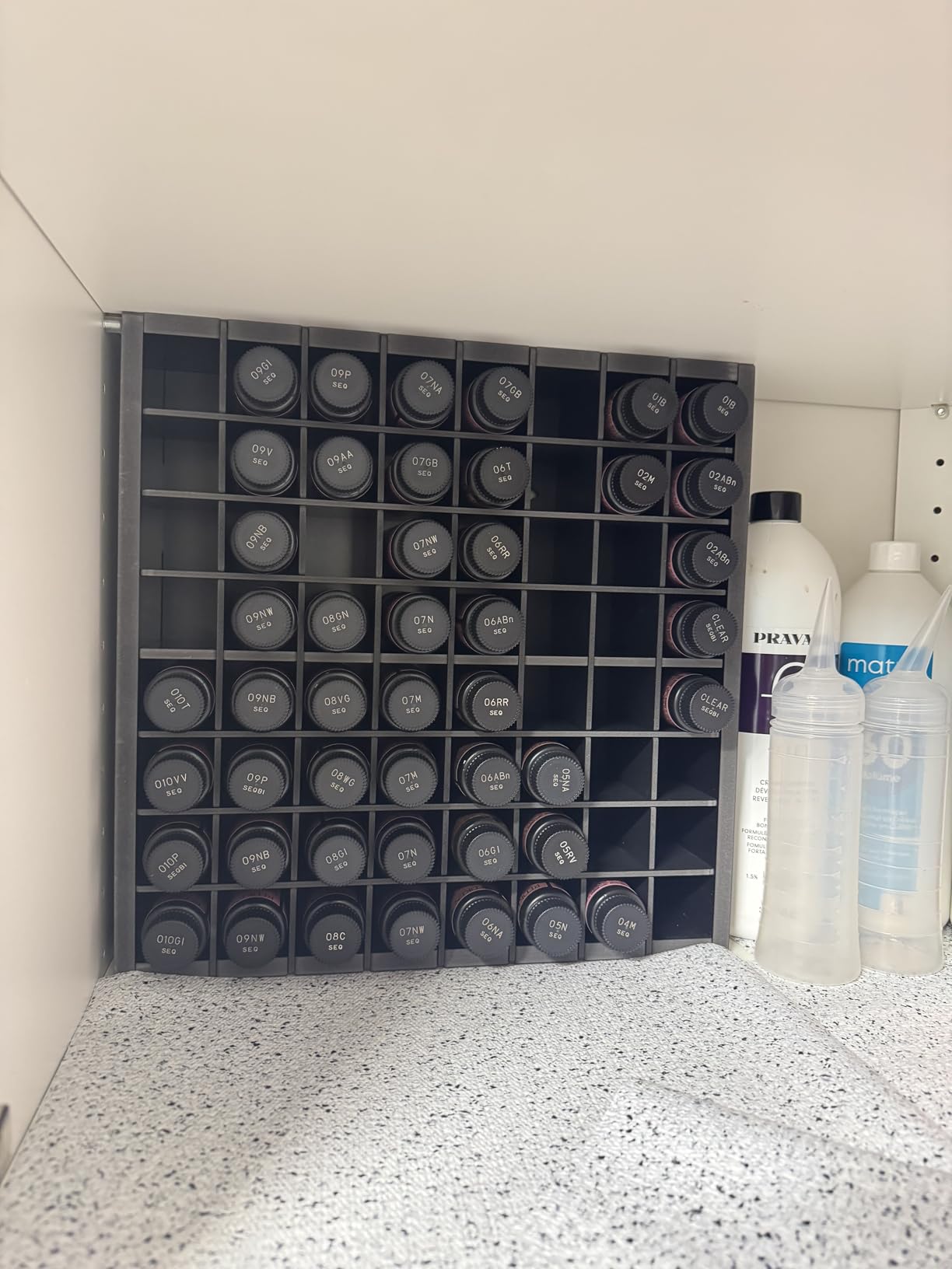 Krafetto 64 Grids Craft Paint Storage Organizer, Wall-mountable Paints Holder, Stackable Paint Bottle Rack Stand for 2oz Acrylic Craft Paints customer photo 1