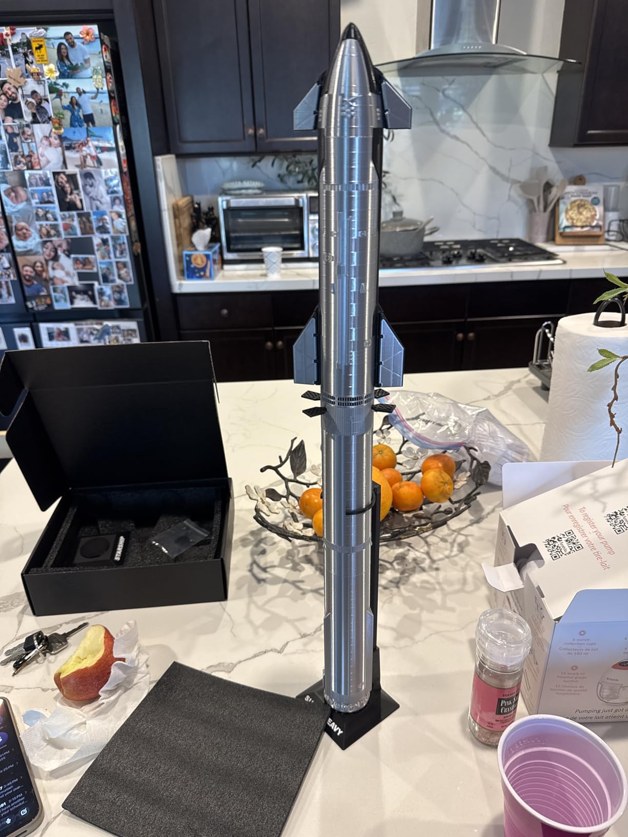 SpaceX Starship Rocket Model Set NASA Gift - Dragon Ship Heavy Falcon 9 Booster, 3D Printing, Desktop Decorations, Aerospace Collectibles, Gifts for Kids Adult Space Lovers, Black, White customer photo 2