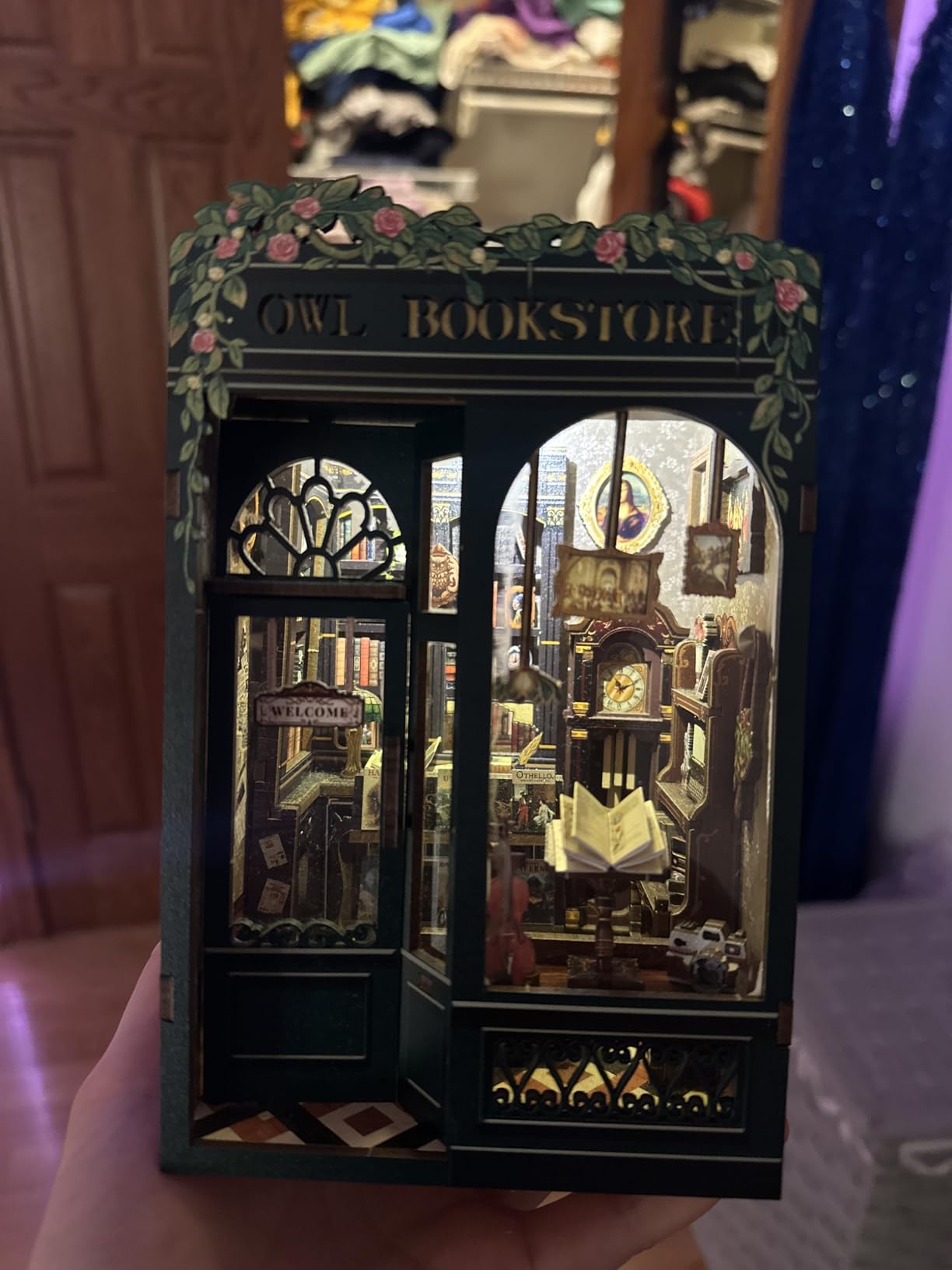 CUTEBEE Book Nook Kit - DIY Miniature House Kit for Adults, Teens and Beginners, Dollhouse Booknook Library Tiny House Bookshelf Decor 3D Wooden Puzzle, Gifts for Family, Friends (Owl Bookstore) customer photo 1
