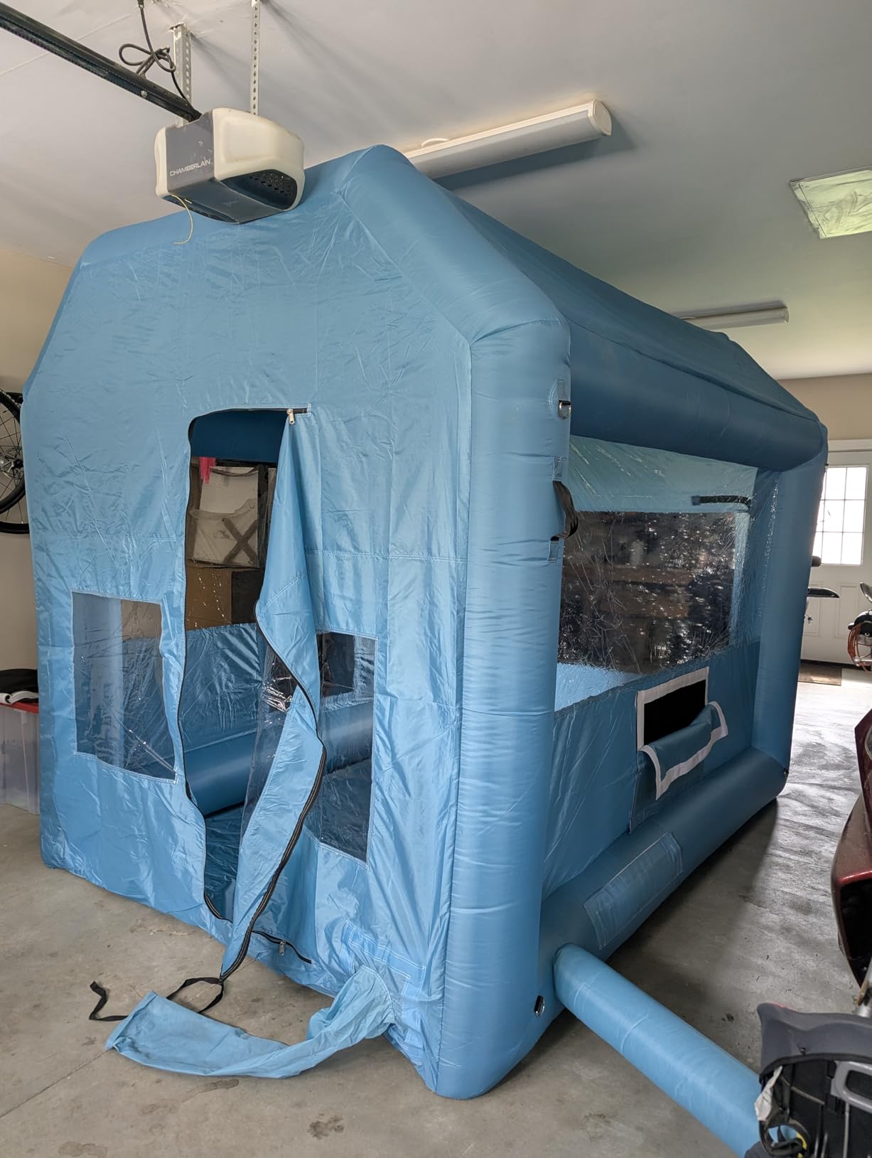 Inflatable Paint Booth for Car 20x13x9FT Portable Spray Booth Tent with 750W + 370W Dual Blowers Air Filter System for DIY Spray Car Truck Motorcycle Garage Furniture Part Painting customer photo 1