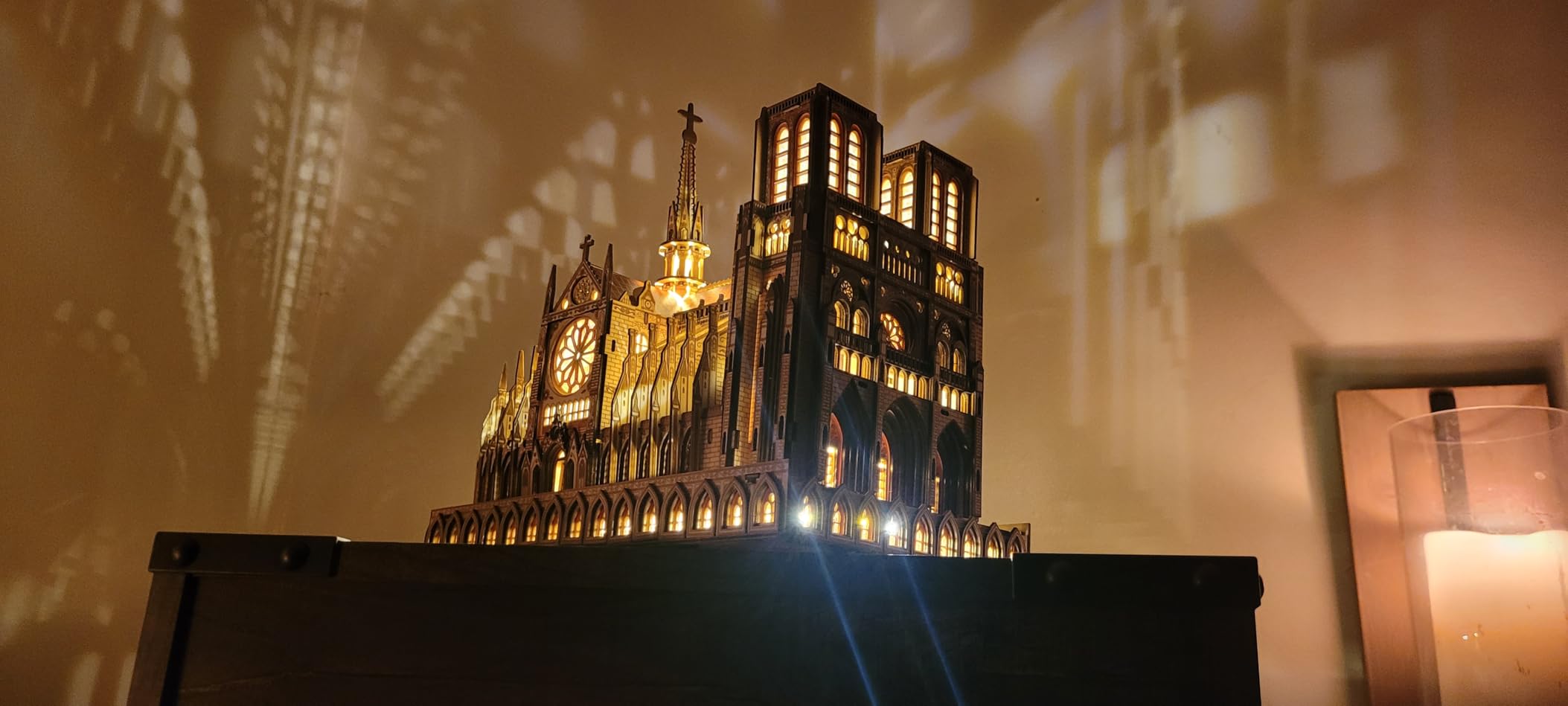 FUNPOLA LED 3D Wood Puzzle - Notre Dame de Paris Architecture Model-Night Edition with LED Lighting- DIY Building Model Craft Kit, Architecture Building Set customer photo 1