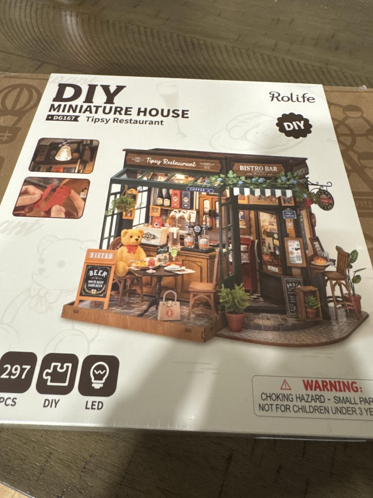 Rolife DIY Miniature House Kit 1:18 Coffee and Bar Dollhouse Diorama Model, Build Mini House Building Kit with LED Light Hobby Crafts for Adults (Tipsy Restaurant) customer photo 2