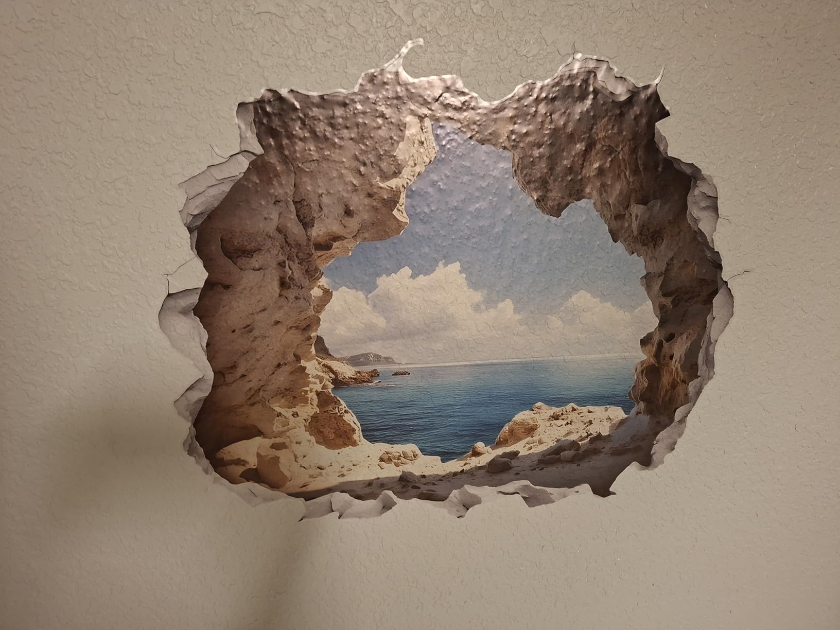 Cave by The Sea Wall Stickers for Living Room Large 3D Broken Wall Wall Decals Removable Peel and Stick Wall Art Home Decor Decoration for Bedroom Bathroom Classroom Library customer photo 1