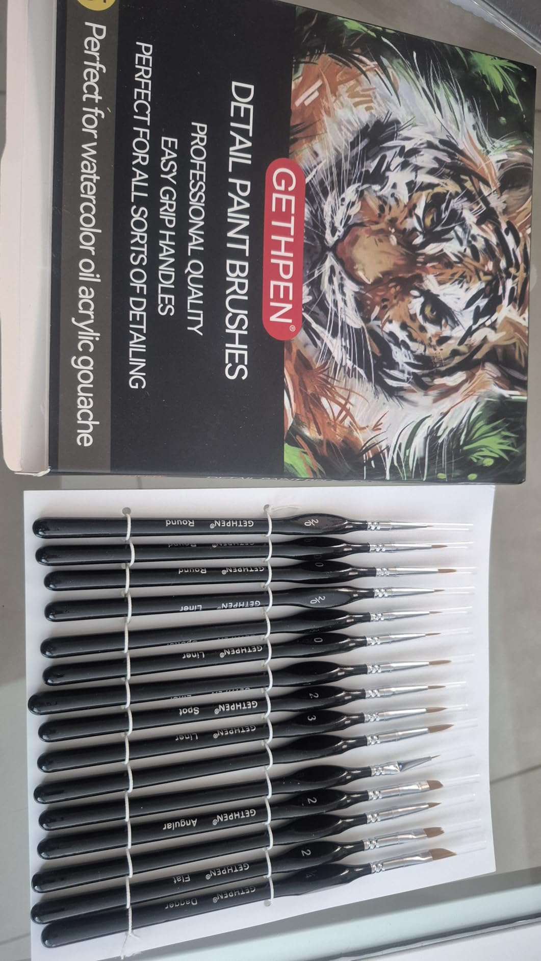 GETHPEN Dry Brush Miniature Painting Drybrush Set - 5 Sizes Hobby Detail Paint Brush Set for Acrylic/Oil/Watercolor Brushes for Beginners & Pros customer photo 2