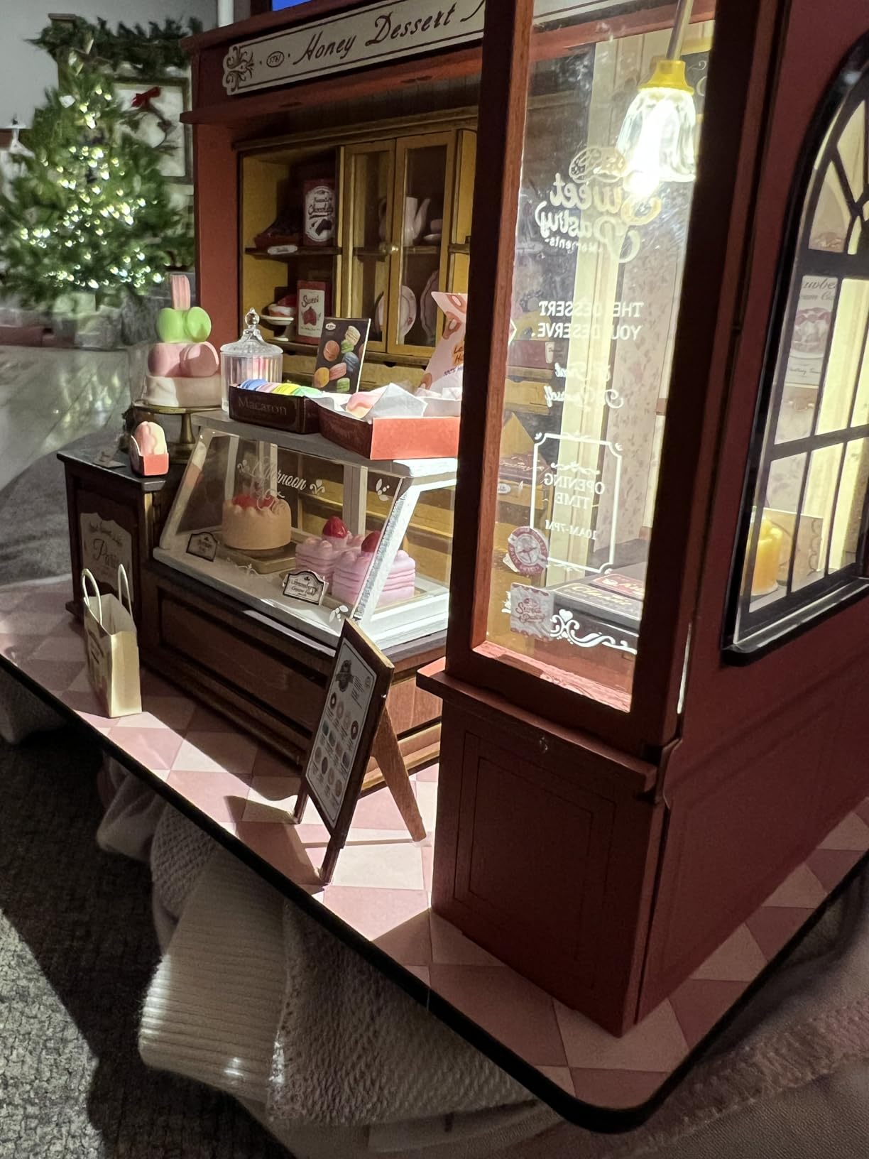 DIY Dollhouse Miniature House Kit 1:18 Vintage French Dessert Shop, Wooden Diorama Model Kit with LED customer photo 2