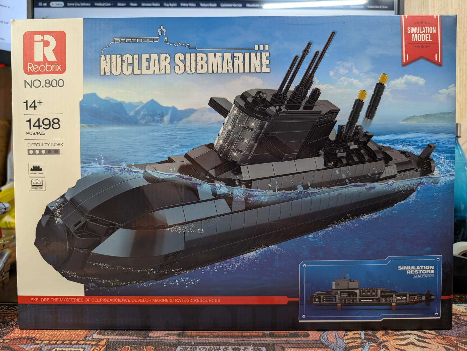 Reobrix Military Nuclear Submarine Building Sets, Nuclear Submarine Toy Model Kit with Lights, Technical Collectible Home Office Decor, Army Building Toys No.800 for Adults Teens 14+ (1498 Pcs) customer photo 2