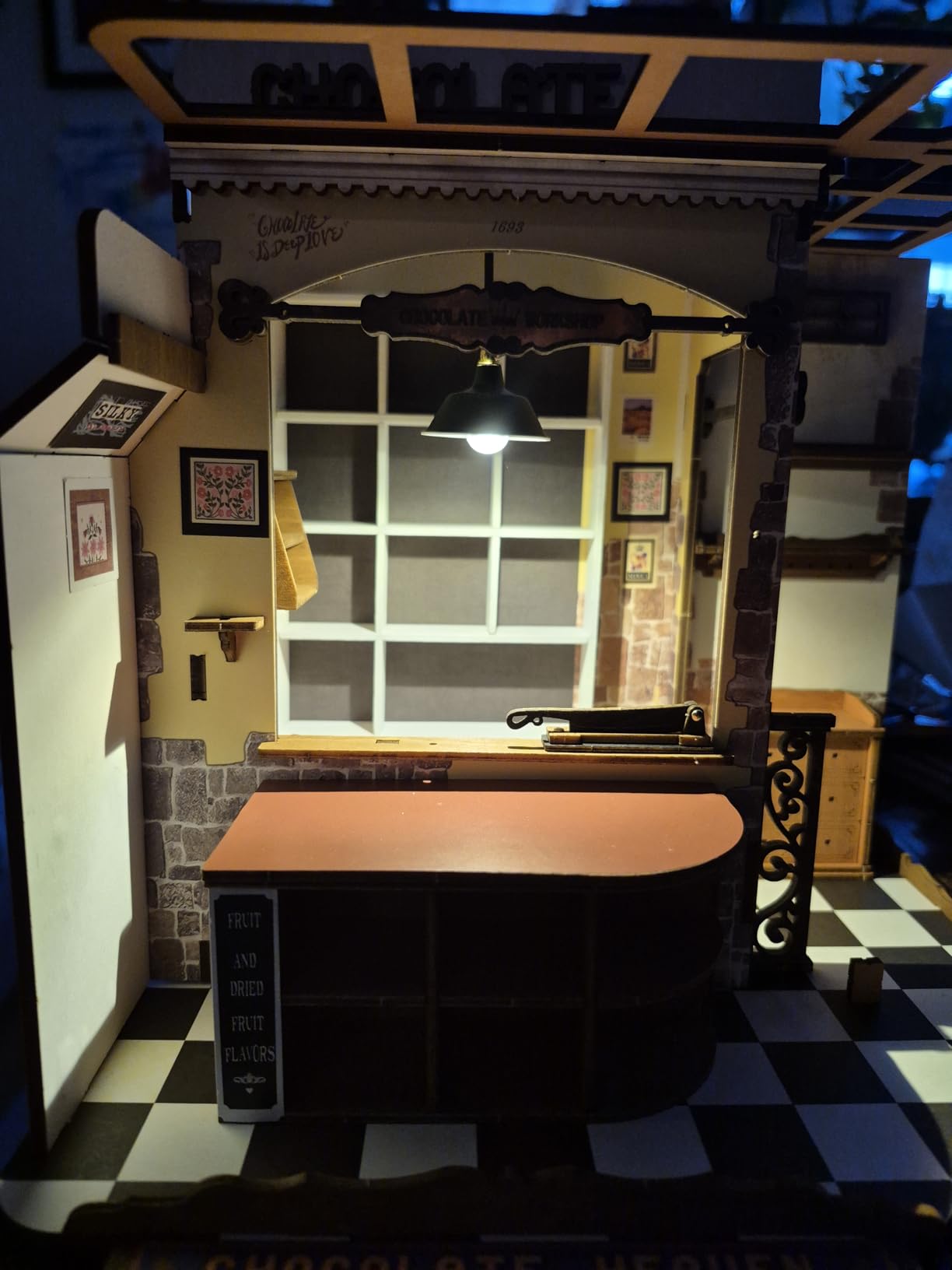 DIY Miniature House Kit Henry's Chocolate Shop 1:18 Scale Dollhouse Diorama, Tiny House Building Kit Crafts for Adults Home Decor Gift for Adults Him Her customer photo 1