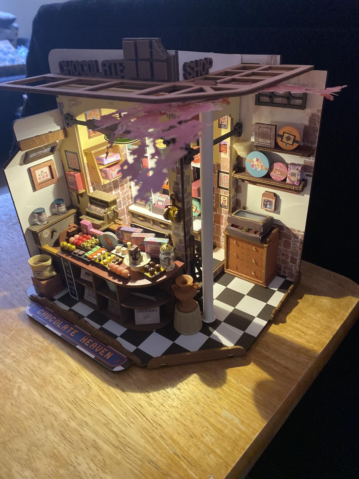 DIY Miniature House Kit Henry's Chocolate Shop 1:18 Scale Dollhouse Diorama, Tiny House Building Kit Crafts for Adults Home Decor Gift for Adults Him Her customer photo 2