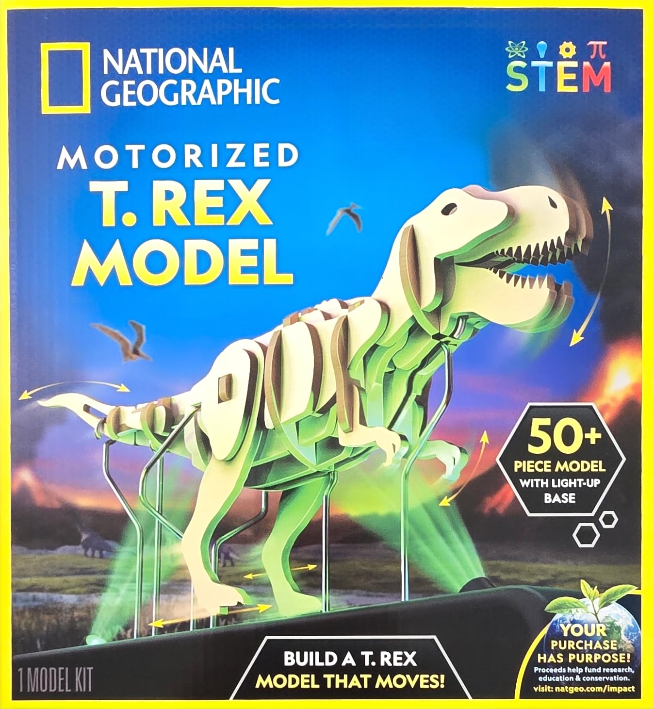 National Geographic Motorized Dinosaur 3D Puzzle - 50-Piece 3D T. Rex Wood Model Kit with Light-Up Motorized Display Base and 8 Light Settings, 3D Puzzles for Kids, Buildable Dinosaur Model customer photo 1