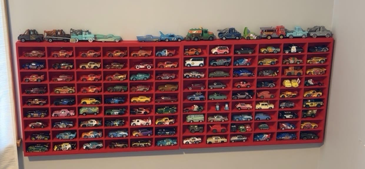 1:64 Model Car Wooden Display Case,108 Grids,Storage Display Shelf,for 1/64 Scale Toy Cars,Wall Mount ,Model car Display Organizer,Collapsible Toy Car Storage(Only One Case) customer photo 1