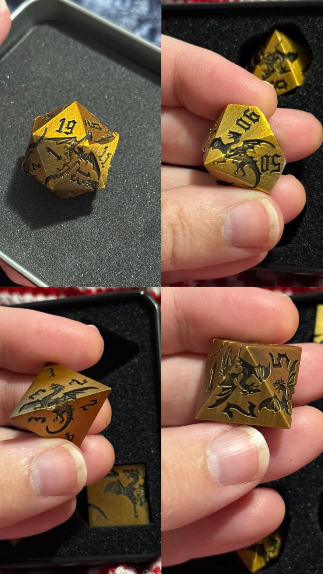 Metal DND Dragon Dice Set,D&D Polyhedral Dice with Dragon for Dungeons and Dragons RPG TTRPG D and D 7-Die Set with Gift Case customer photo 1