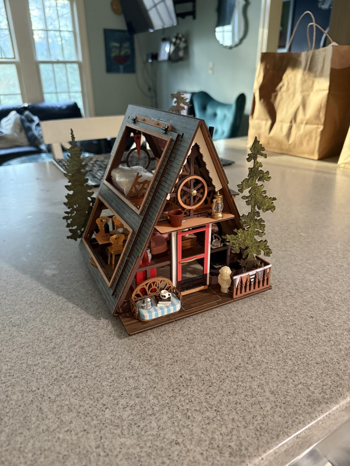 DIY Miniature House Kits A-Frame Cabin, Tiny House Mini House Building Kit for Teens, DIY Crafts for Adults customer photo 2