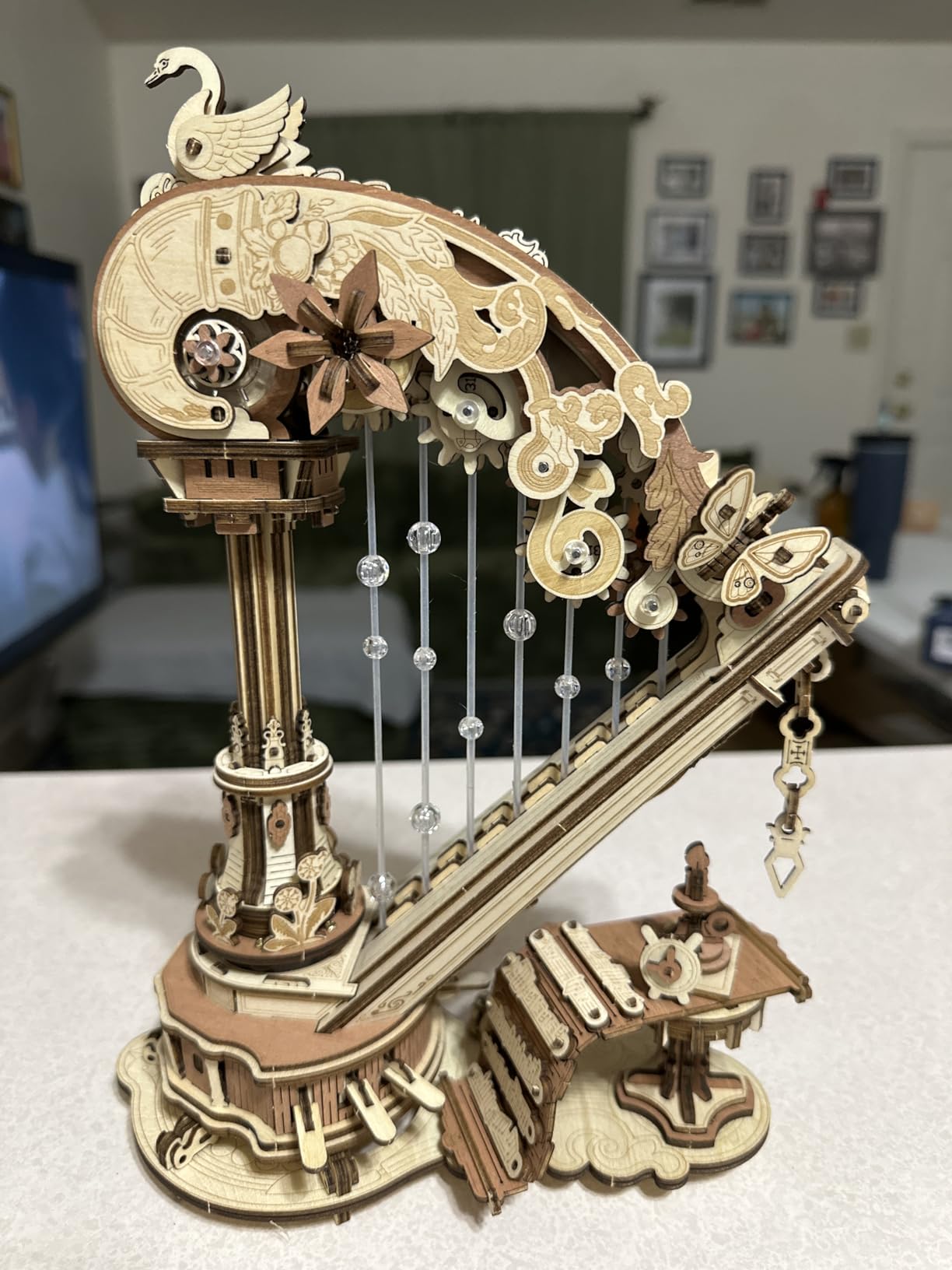 ROKR 3D Puzzle Magic Harp Music Box, Buildable Model Kit with Mechanical Movement & Ave Maria Melody, Elegant Home Decor for Desk & Shelf customer photo 1