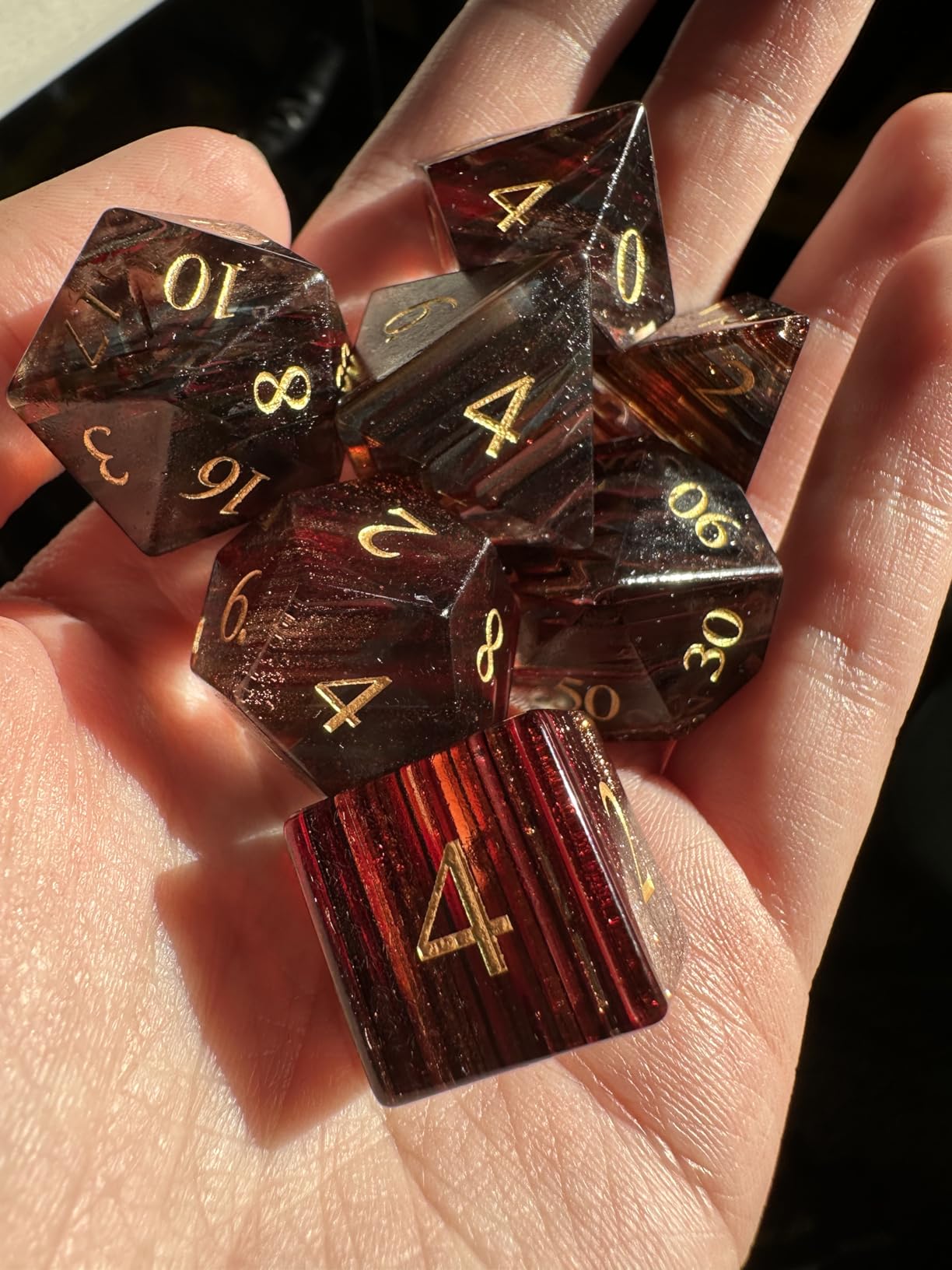 UDIXI 7PCS Stone DND Dice Set, MultiFaceted Diamond-Cut Gemstone Dice Set with Leather Gift Box for D&D Role Playing Games and Tabletop Games(Labradorite) customer photo 1