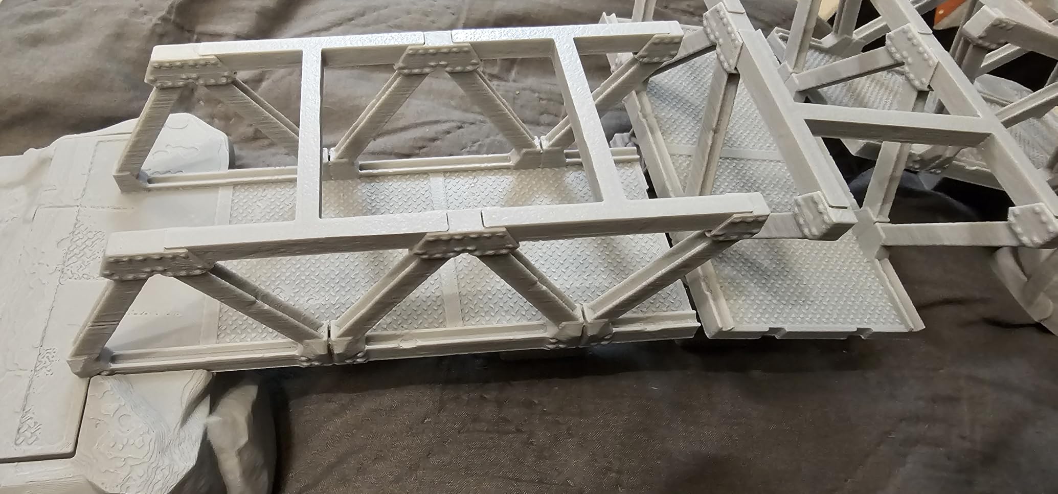 Battle Damaged Industrial Scenery for Wargame - 28mm Scale Unpainted RPG Terrain Set for Trench Crusade - Metallic Bridges Ruin (AF1120B) customer photo 1