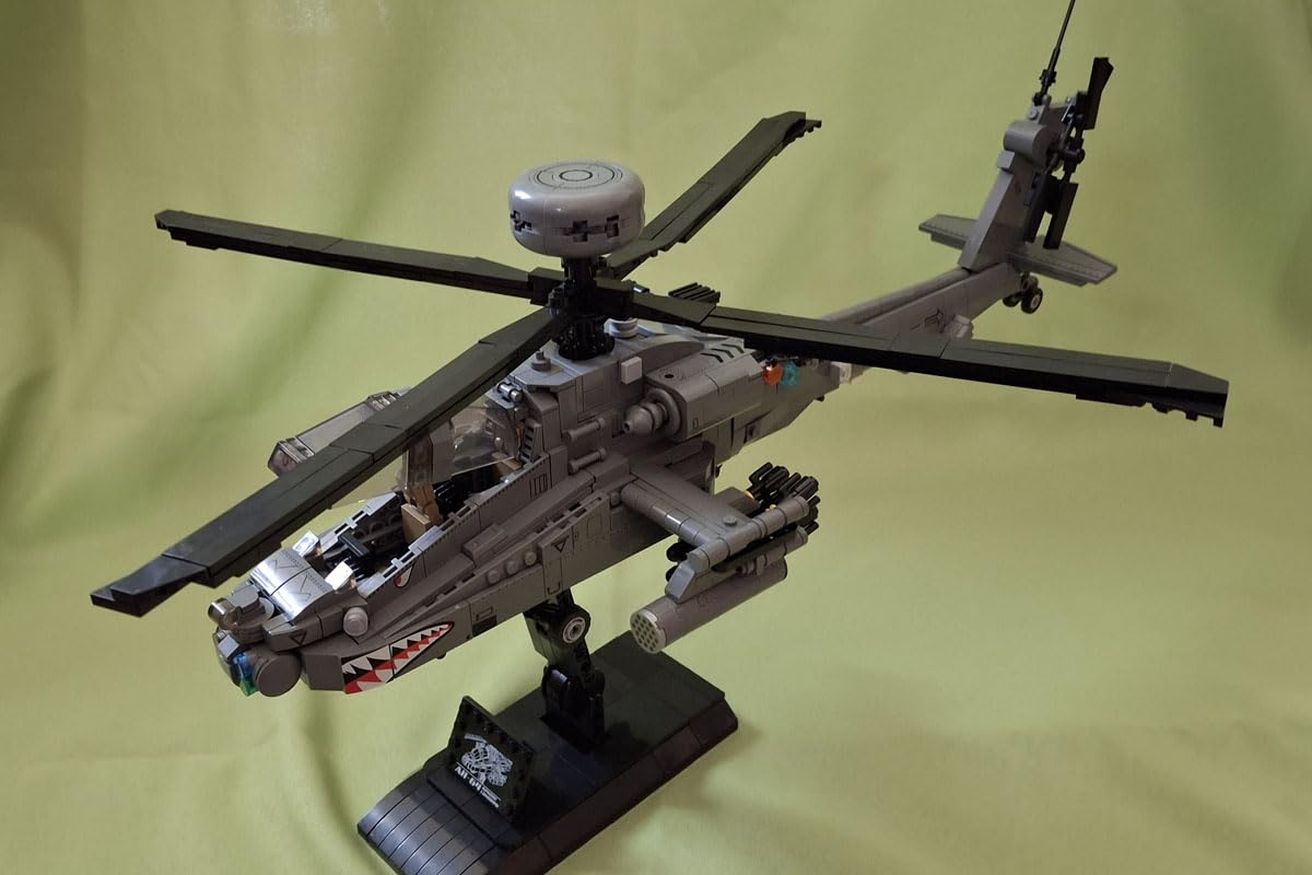 MISINI M8023 AH-64 Apache Longbow Attack Helicopter Building Blocks Set, 1383 Pieces of Military Army Armed Helicopter Building Block Kit, 1:35 Scale, Adult Collection Display Toy Gift Model Airplane customer photo 3