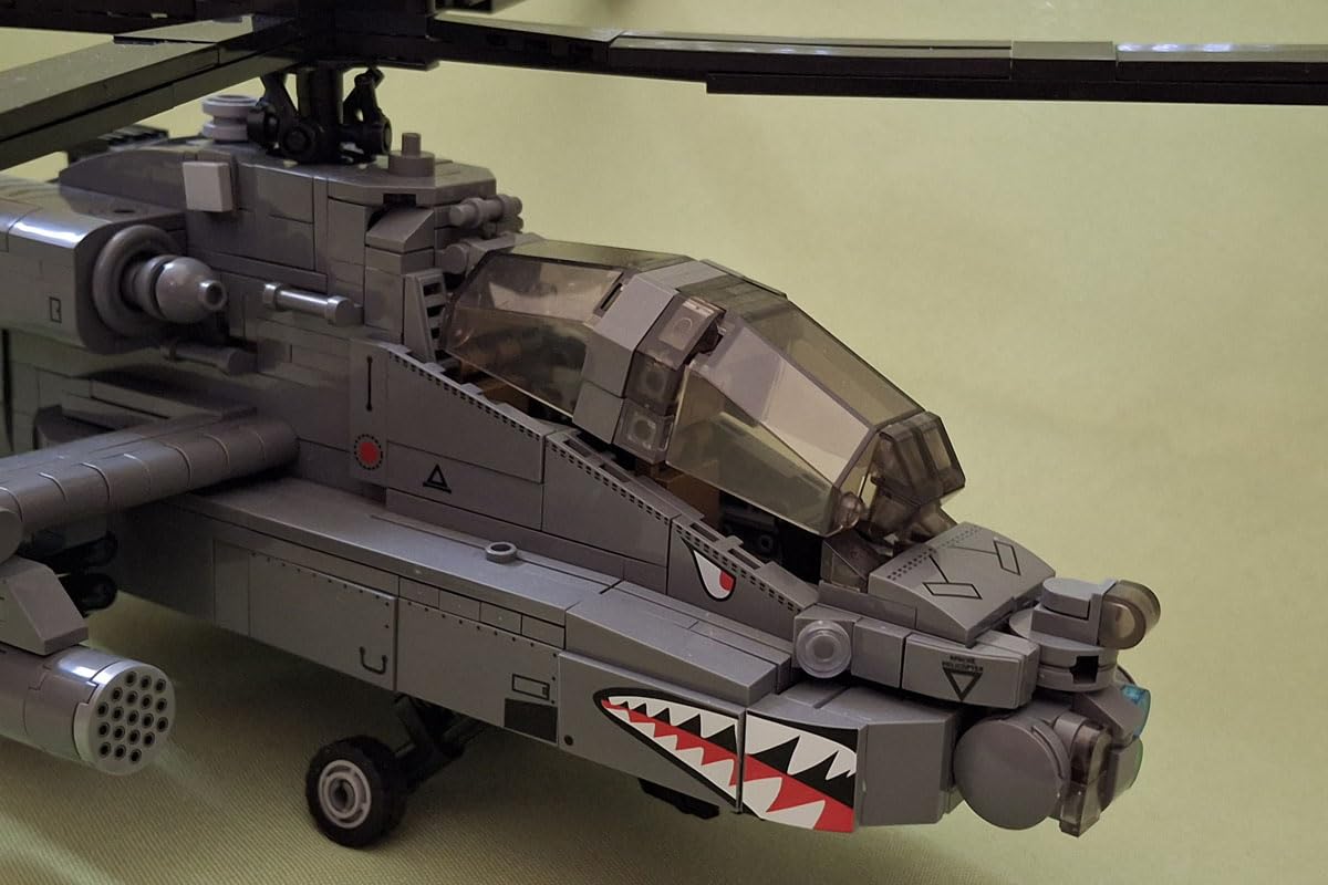MISINI M8023 AH-64 Apache Longbow Attack Helicopter Building Blocks Set, 1383 Pieces of Military Army Armed Helicopter Building Block Kit, 1:35 Scale, Adult Collection Display Toy Gift Model Airplane customer photo 4