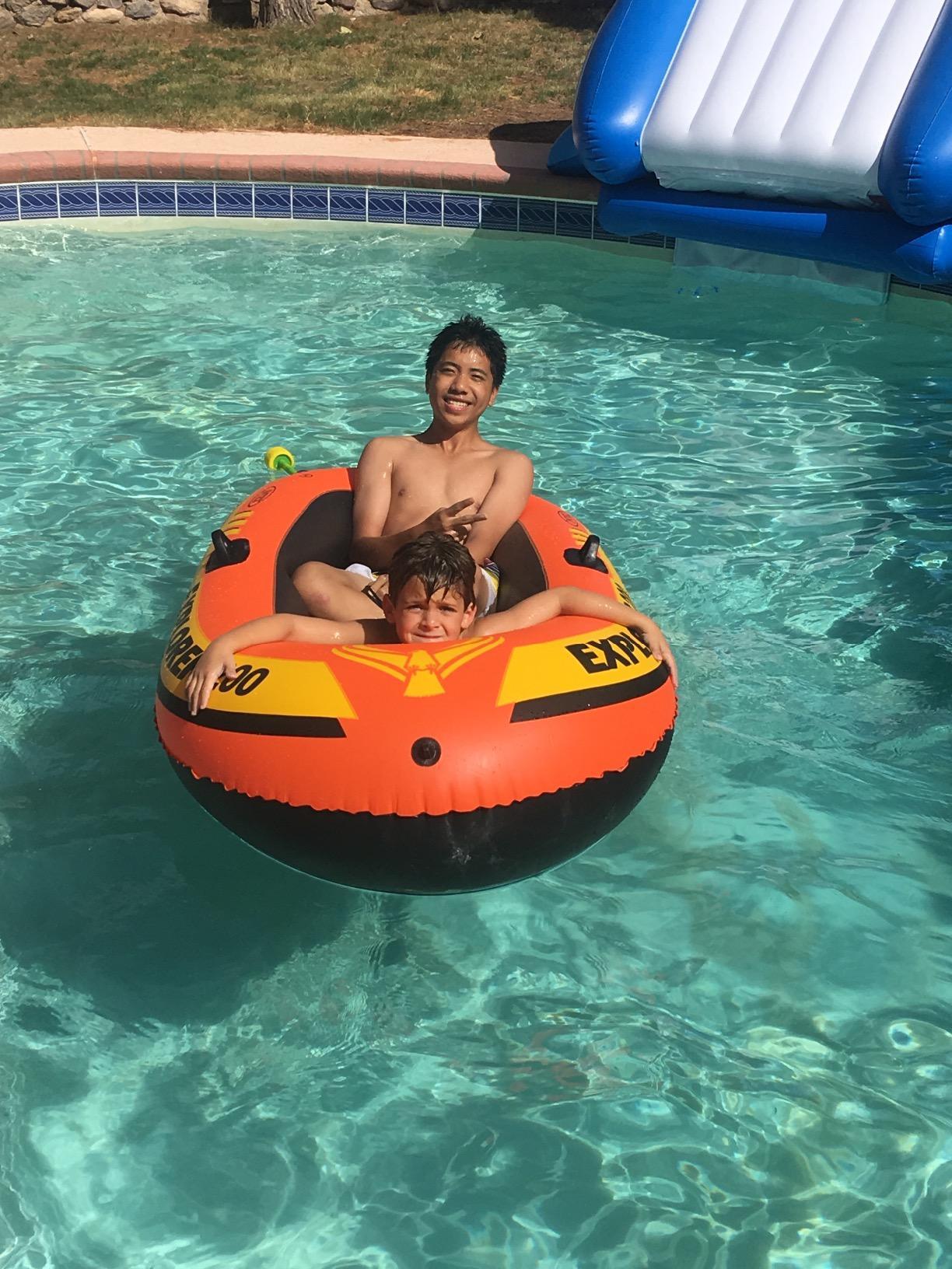 INTEX Explorer Inflatable Boat Series: Dual Air Chambers - Welded Oar Locks - Grab Handles - Bow Rope - Sporty Design customer photo 2
