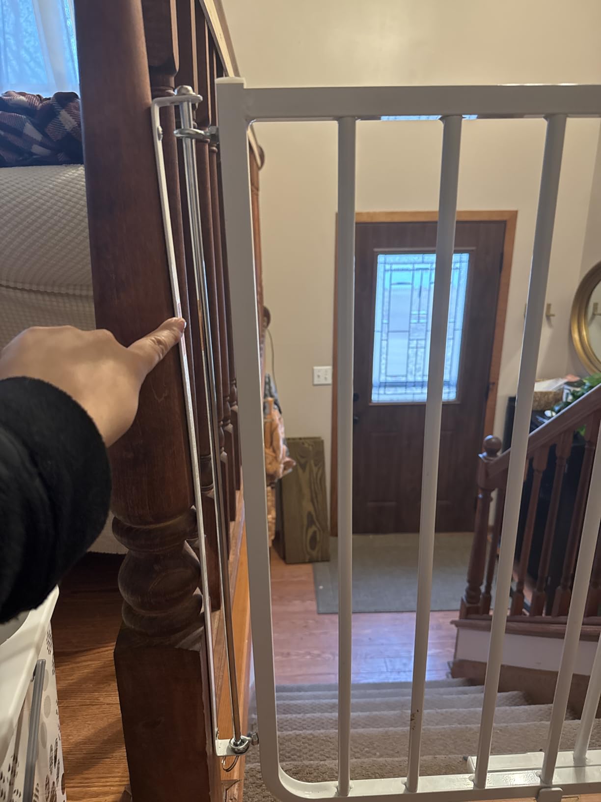 Cardinal Gates SS30 Stairway Special Baby Gate for Top of Stairs - Adjustable Indoor Dog Gate - Aluminum Metal Safety Gate, 27 to 42.5 Inches Wide, White customer photo 2